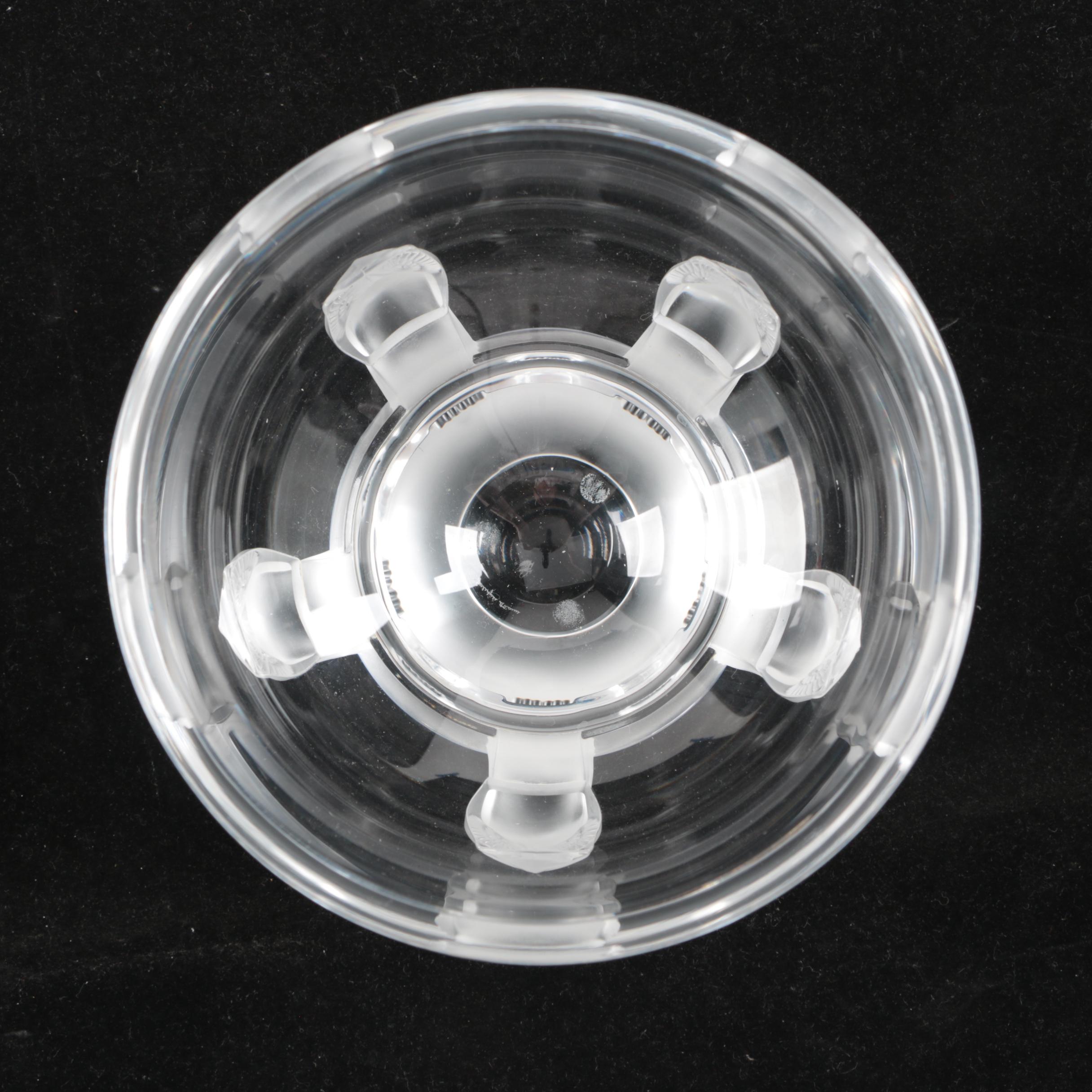 Lalique Crystal Bowl With Owl Motif