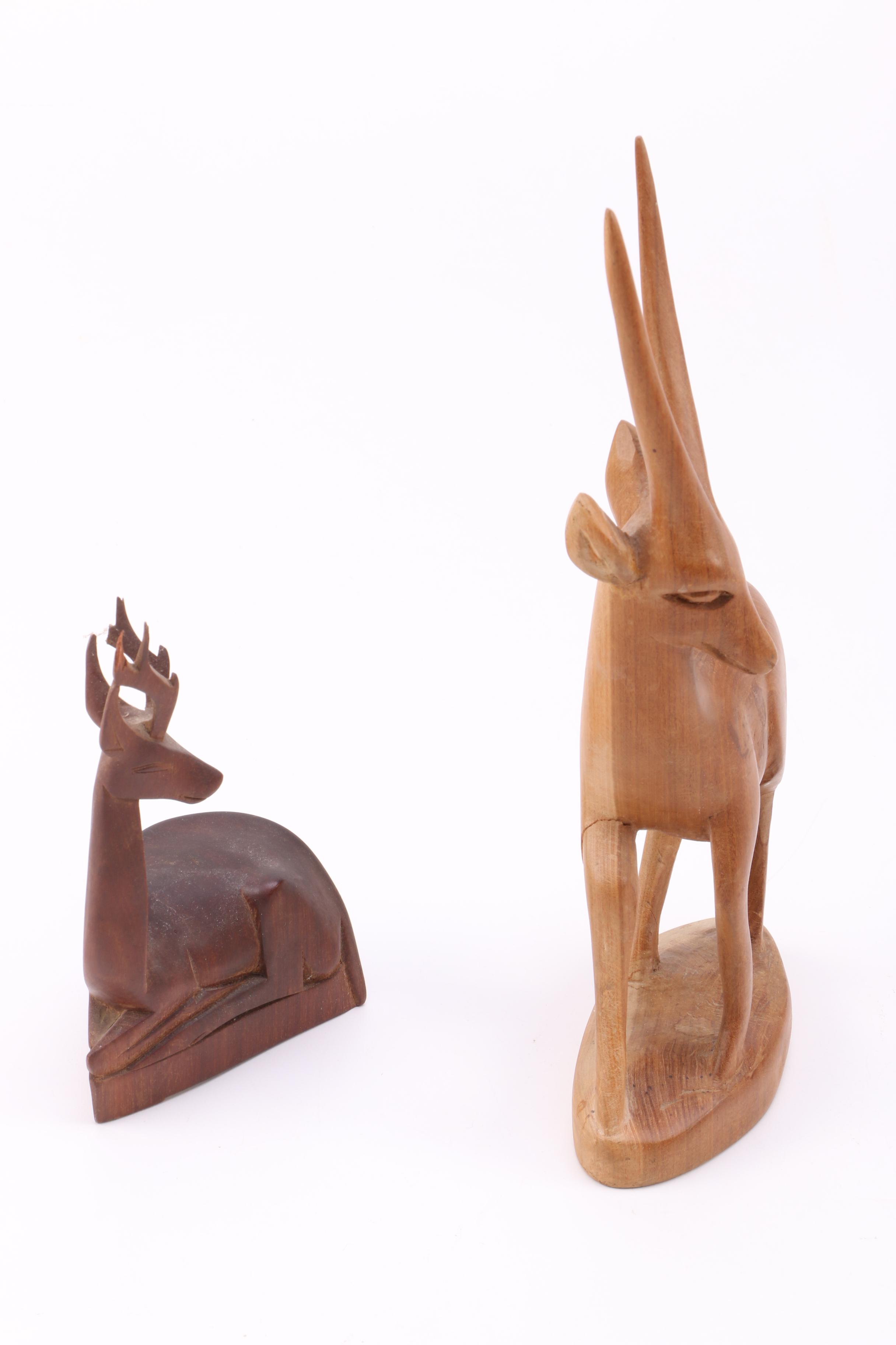Wooden Animal Figurines with Serving Pieces from the Philippines