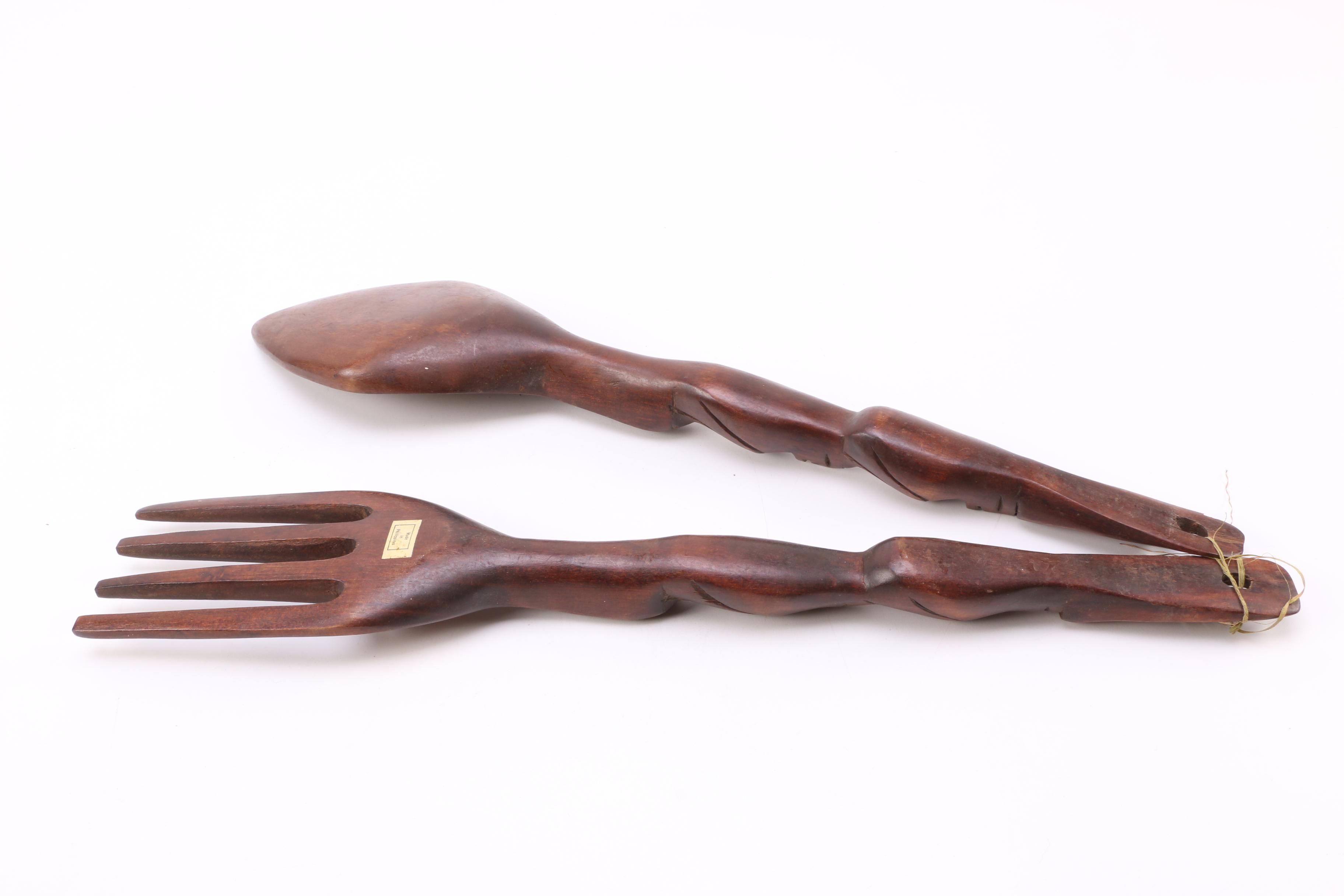 Wooden Animal Figurines with Serving Pieces from the Philippines