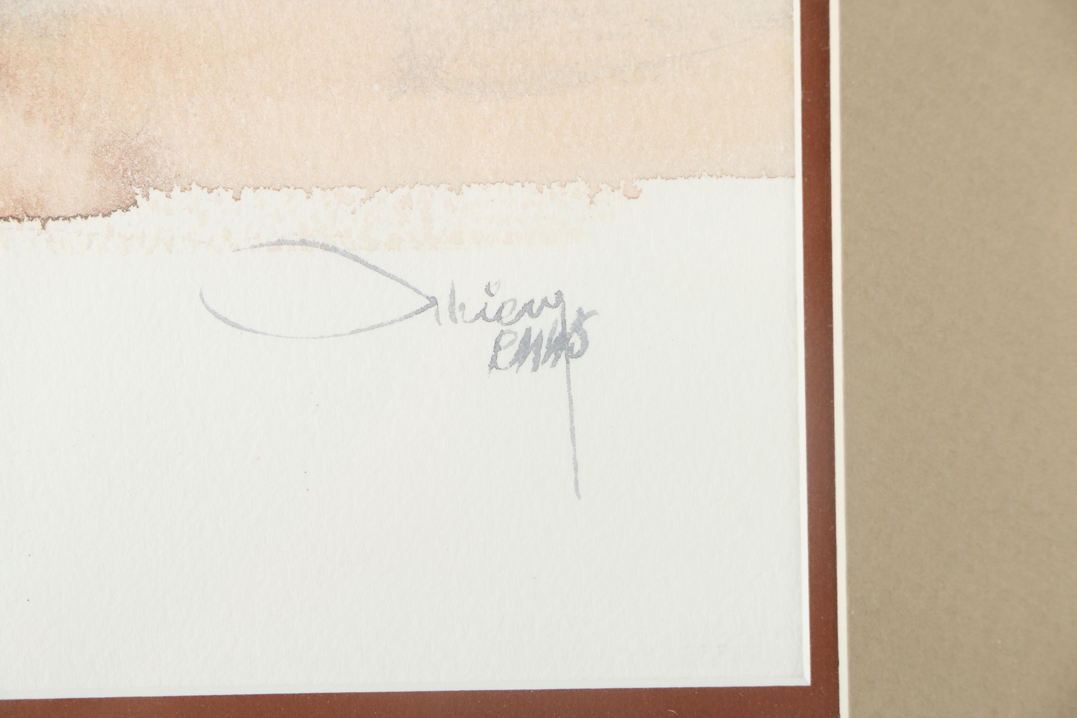 Thomas Thiery Original Signed Watercolor and Gouache Painting on Paper