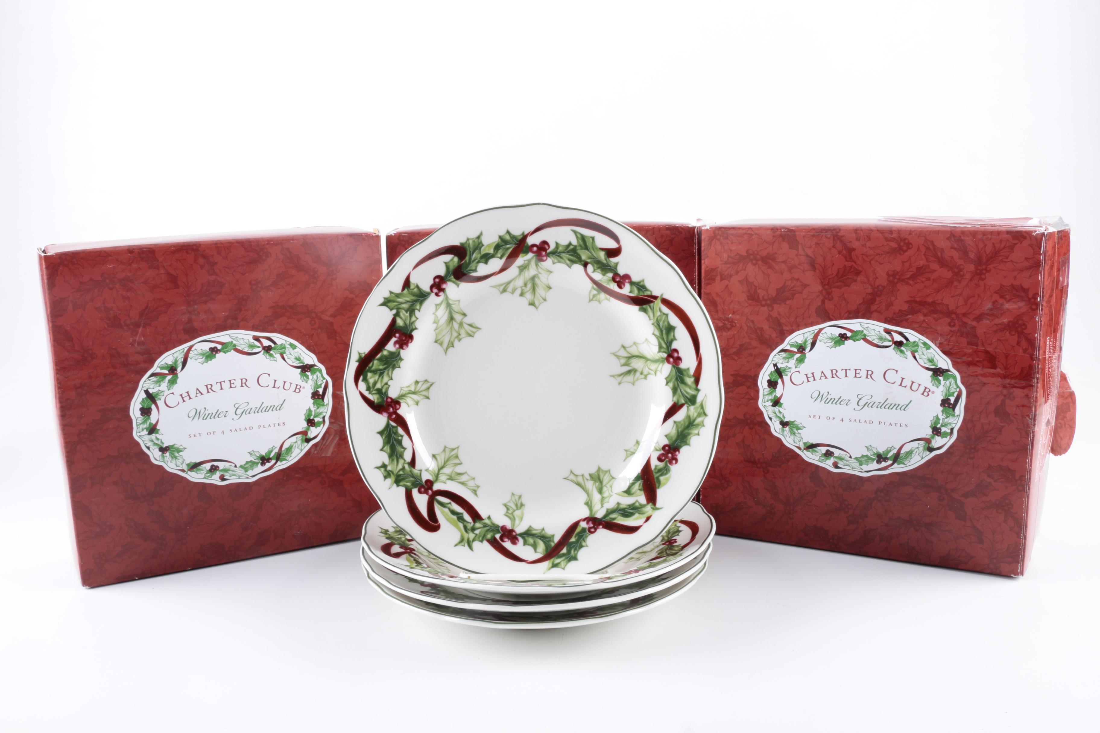 Collection of Charter Club Winter Garland Salad Plates
