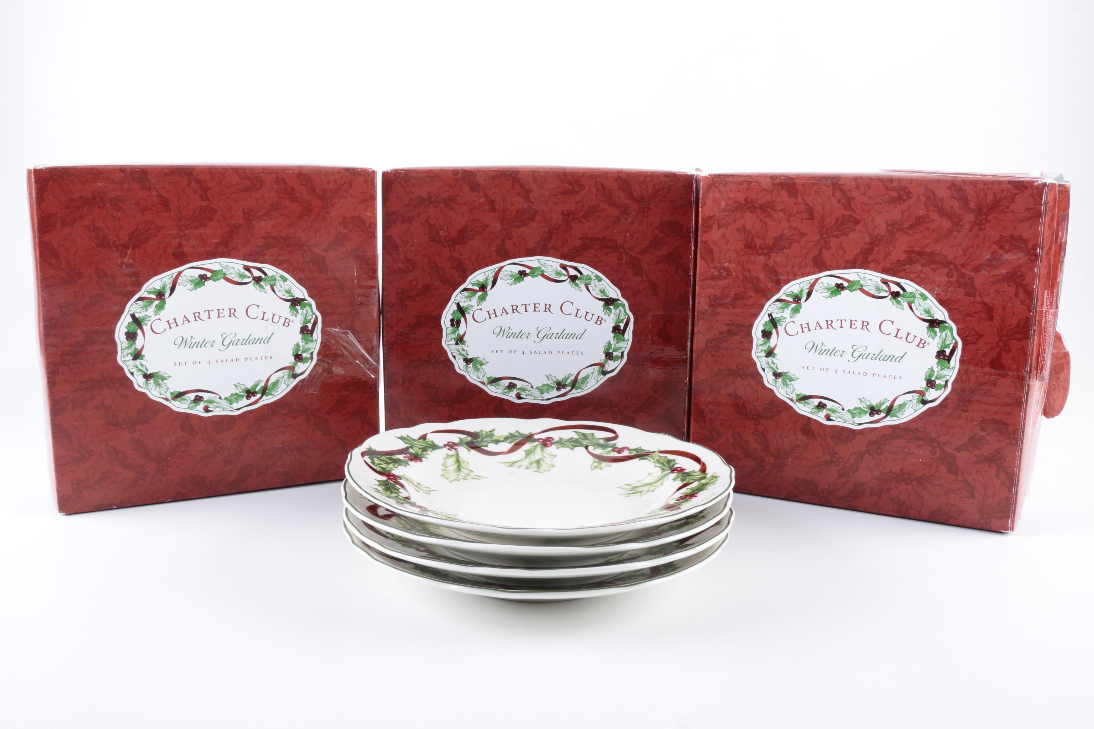 Collection of Charter Club Winter Garland Salad Plates
