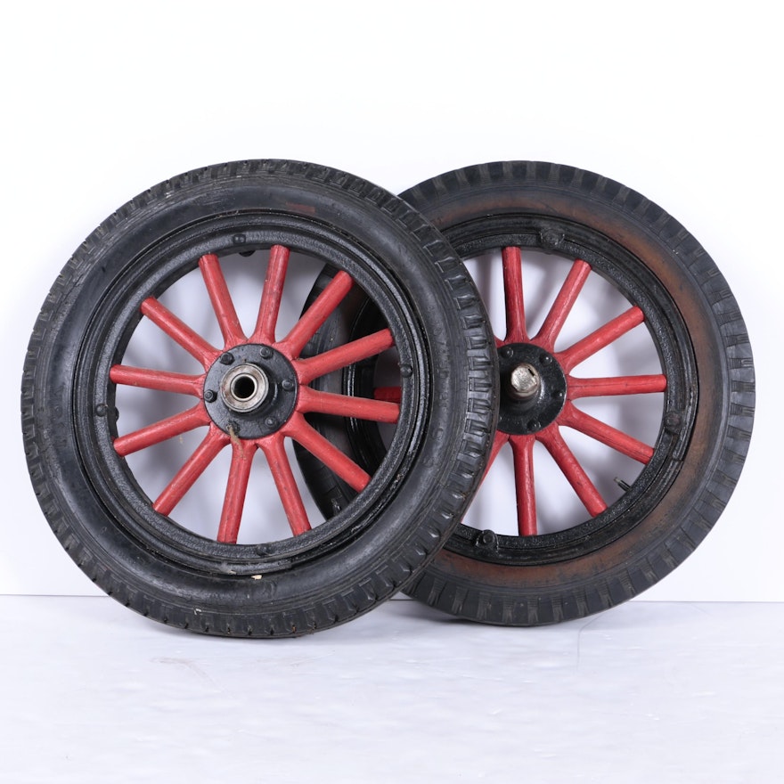 Pair of Vintage Wagon Tires and Wheels