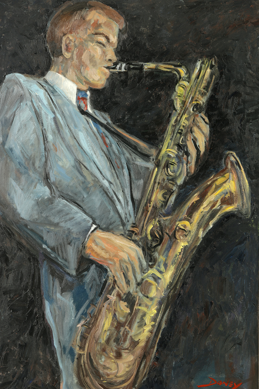 Robert Doney Oil Painting on Canvas "Gerry Mulligan"