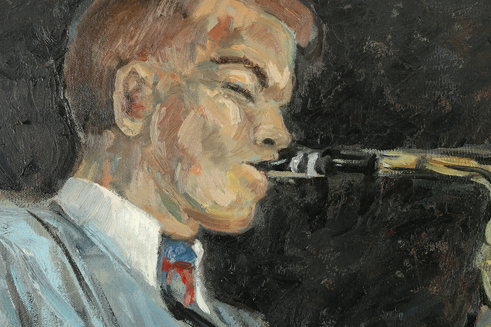 Robert Doney Oil Painting on Canvas "Gerry Mulligan"