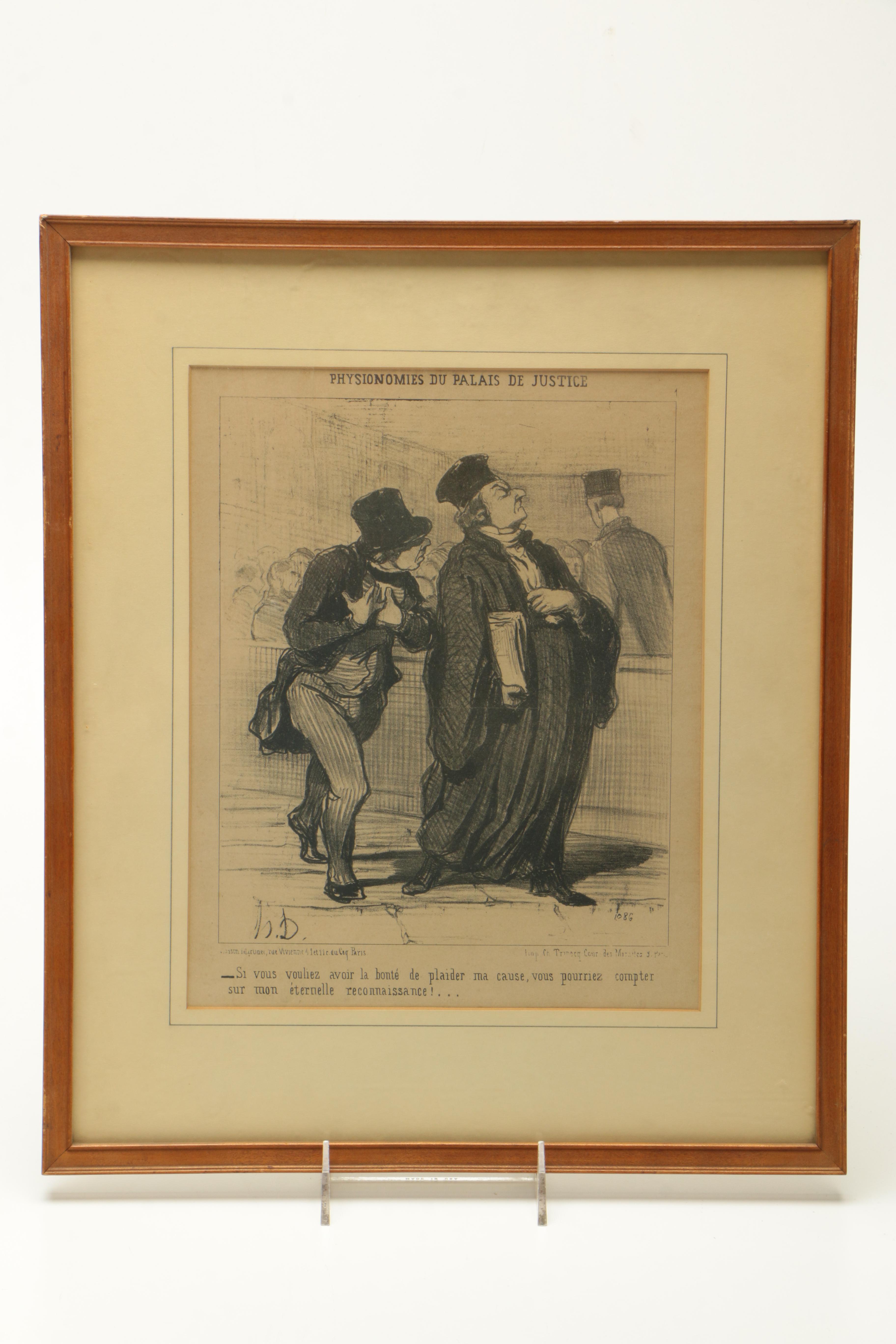 Honoré Daumier Lithograph and Intaglio Caricature Prints of Courtroom Scenes