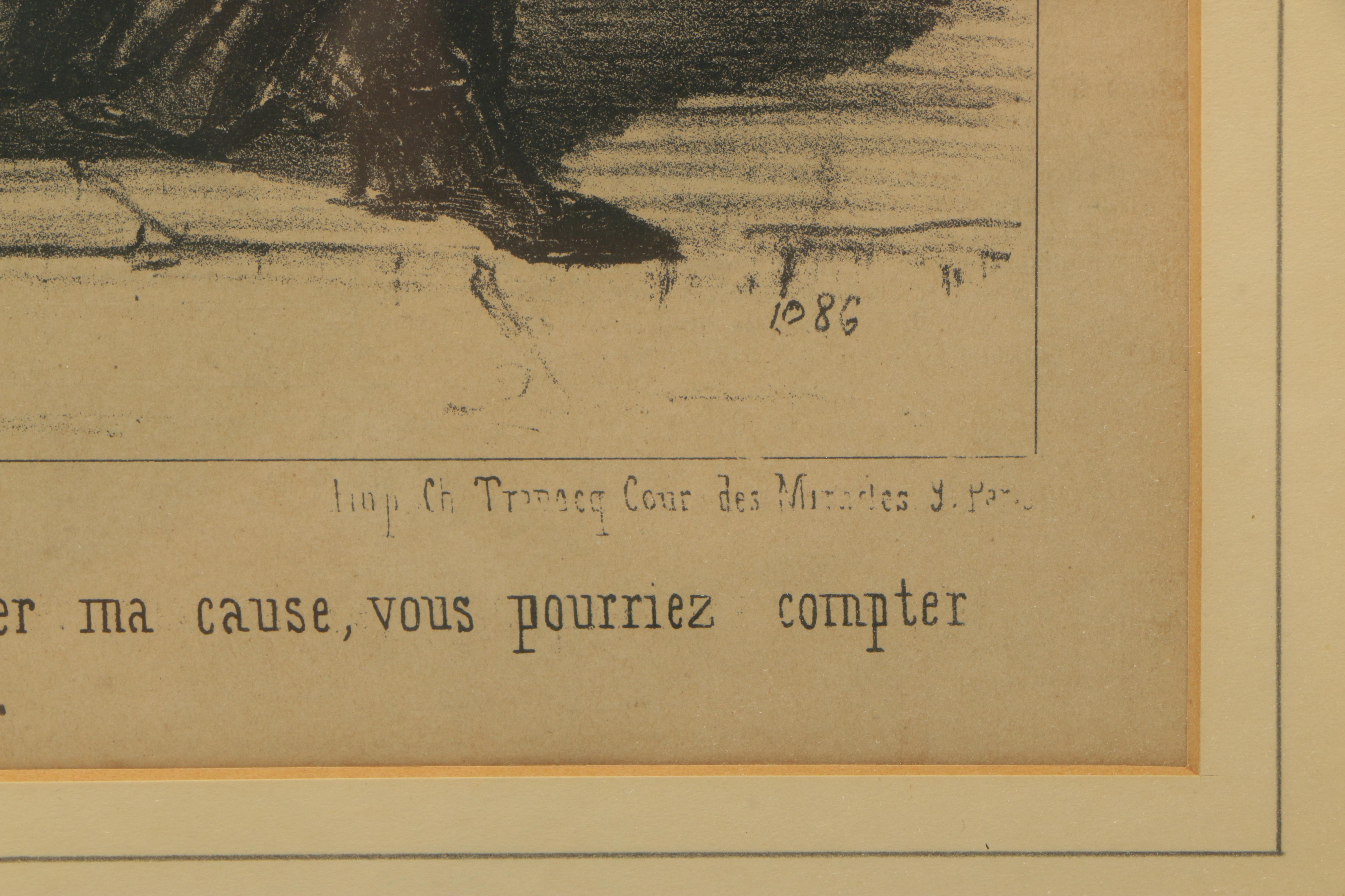 Honoré Daumier Lithograph and Intaglio Caricature Prints of Courtroom Scenes