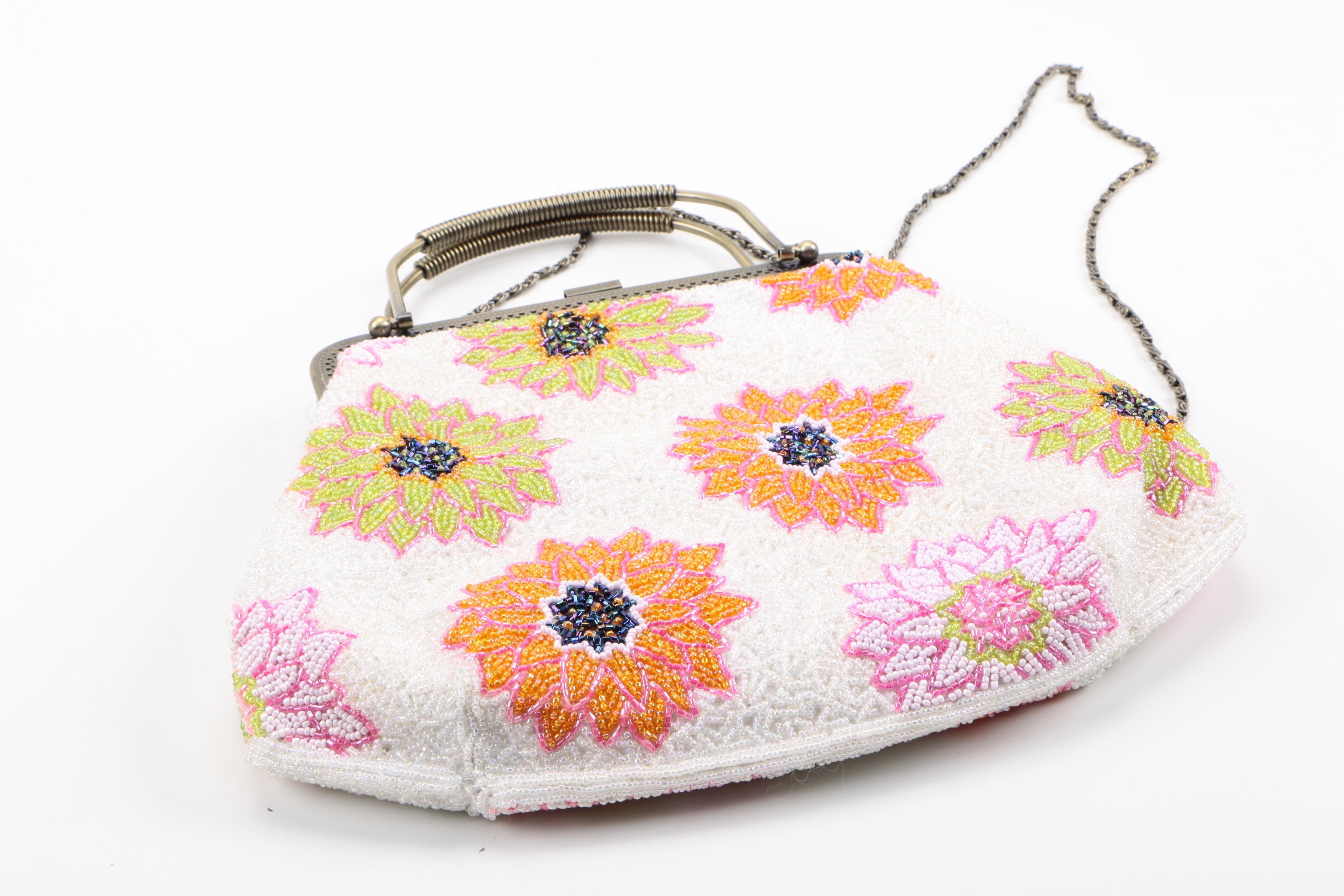 Pair of White Beaded Handbags featuring Chunn of Paris