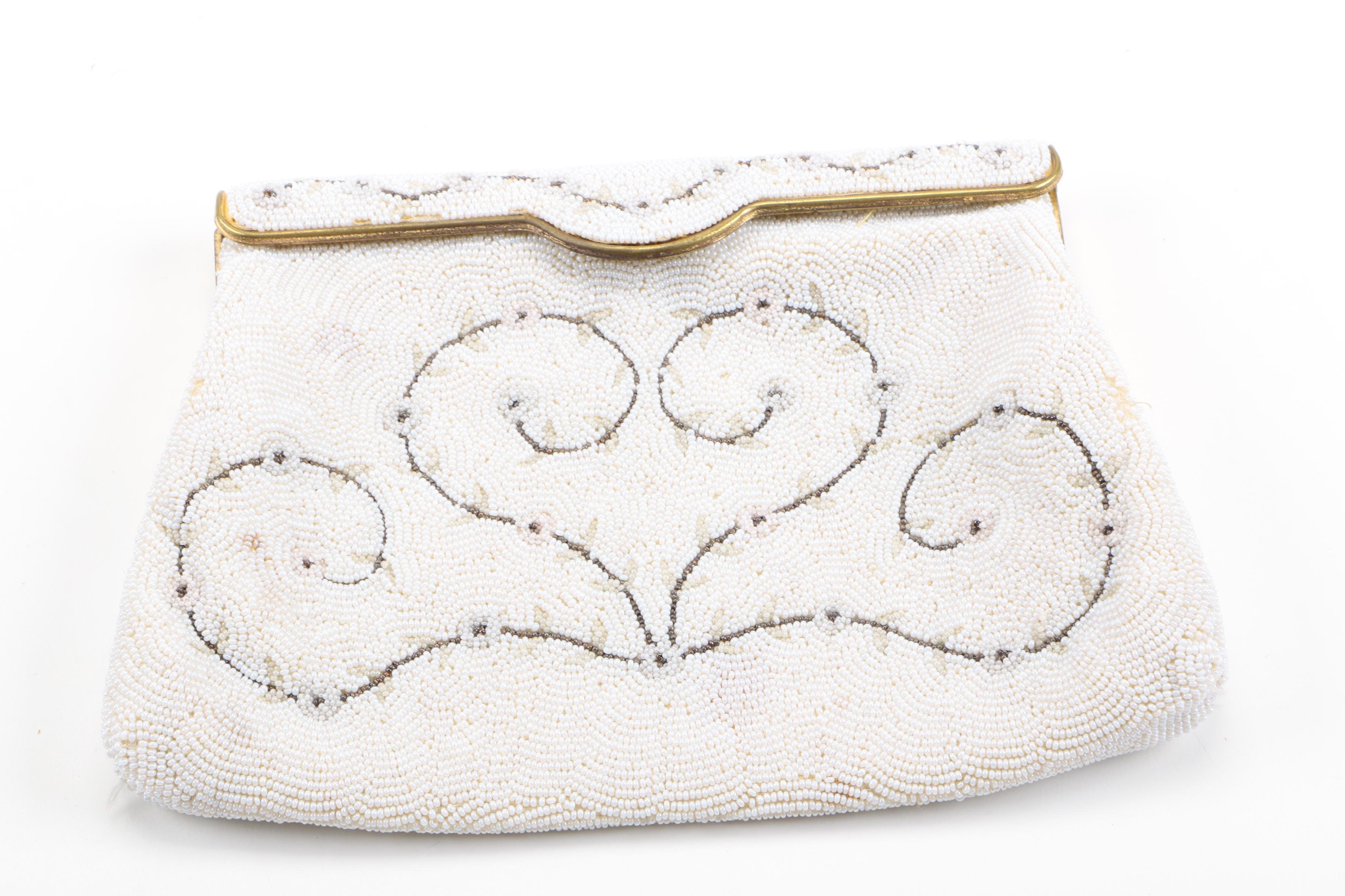 Pair of White Beaded Handbags featuring Chunn of Paris