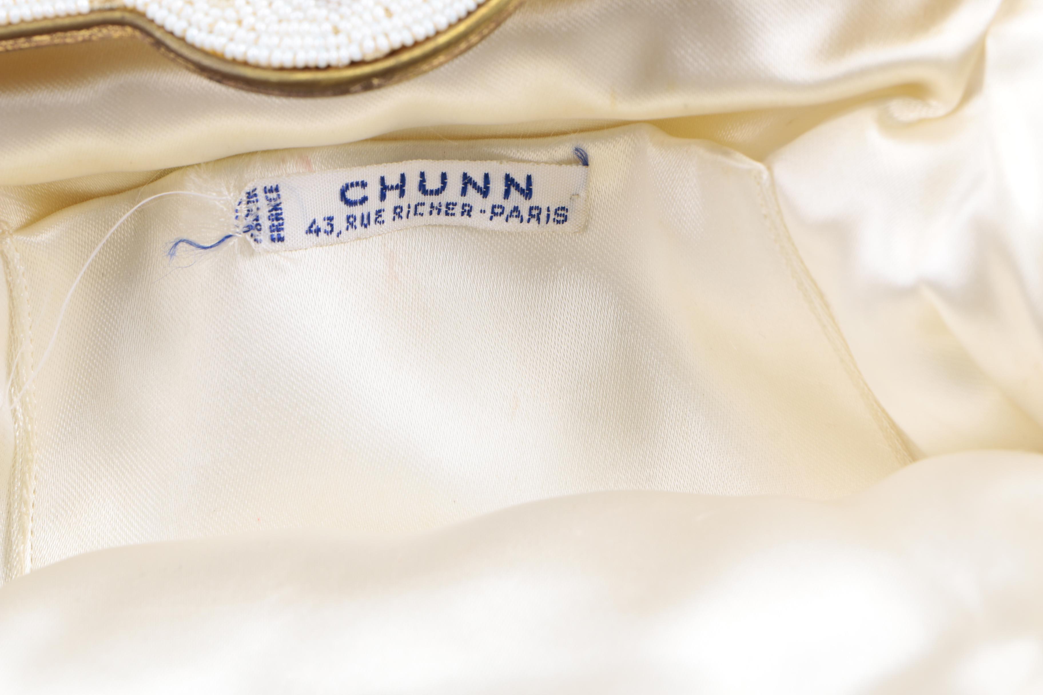 Pair of White Beaded Handbags featuring Chunn of Paris