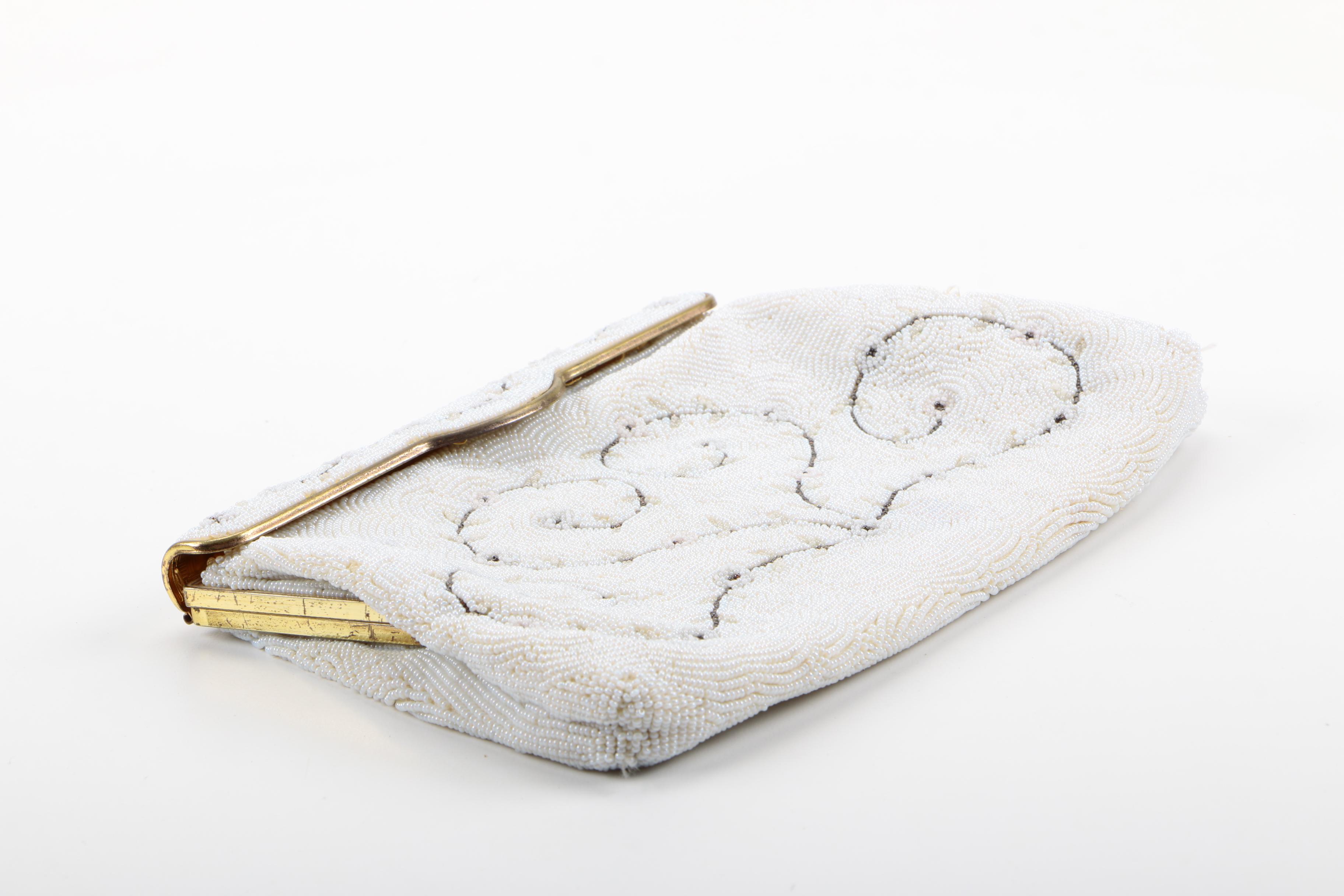 Pair of White Beaded Handbags featuring Chunn of Paris