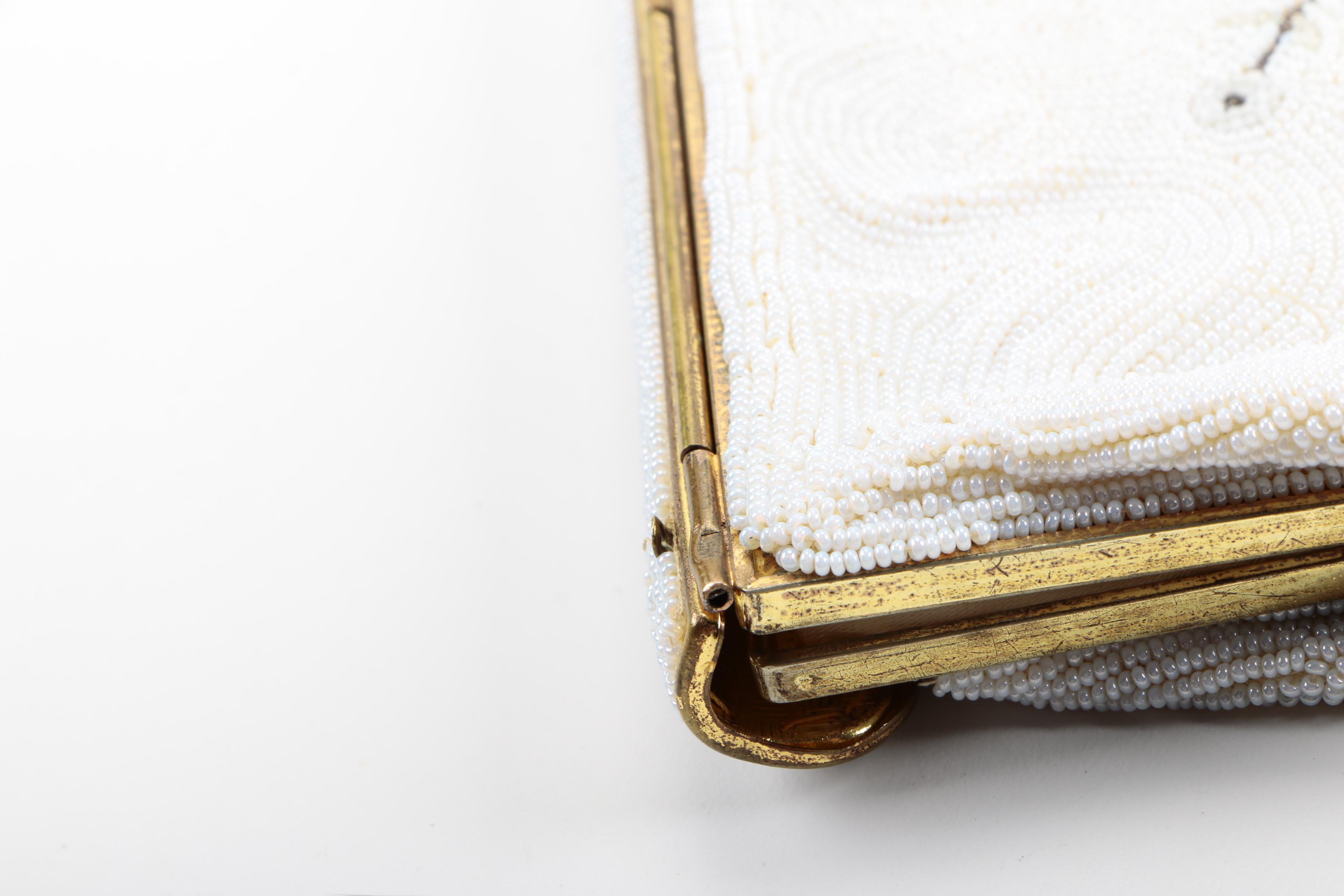 Pair of White Beaded Handbags featuring Chunn of Paris