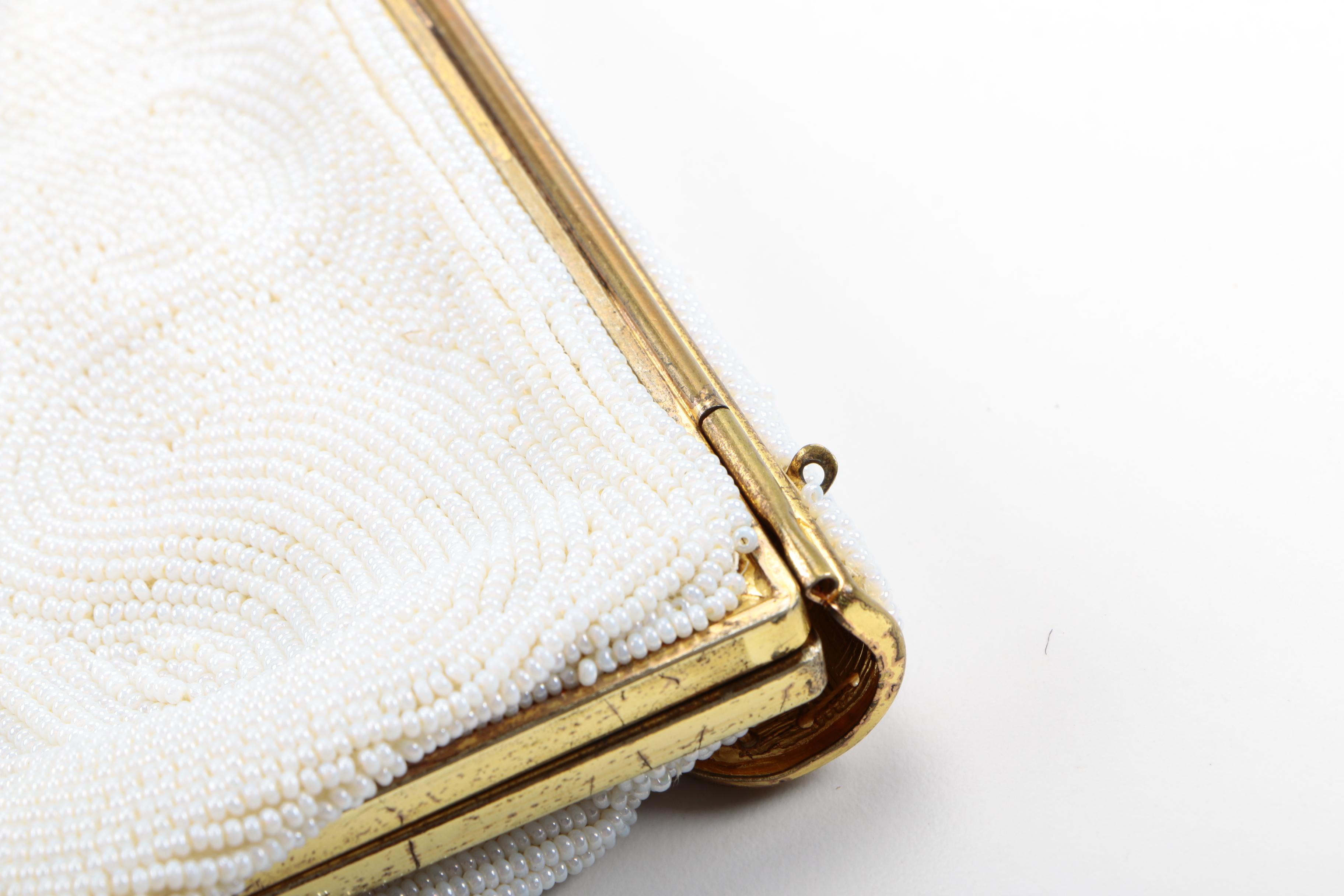 Pair of White Beaded Handbags featuring Chunn of Paris