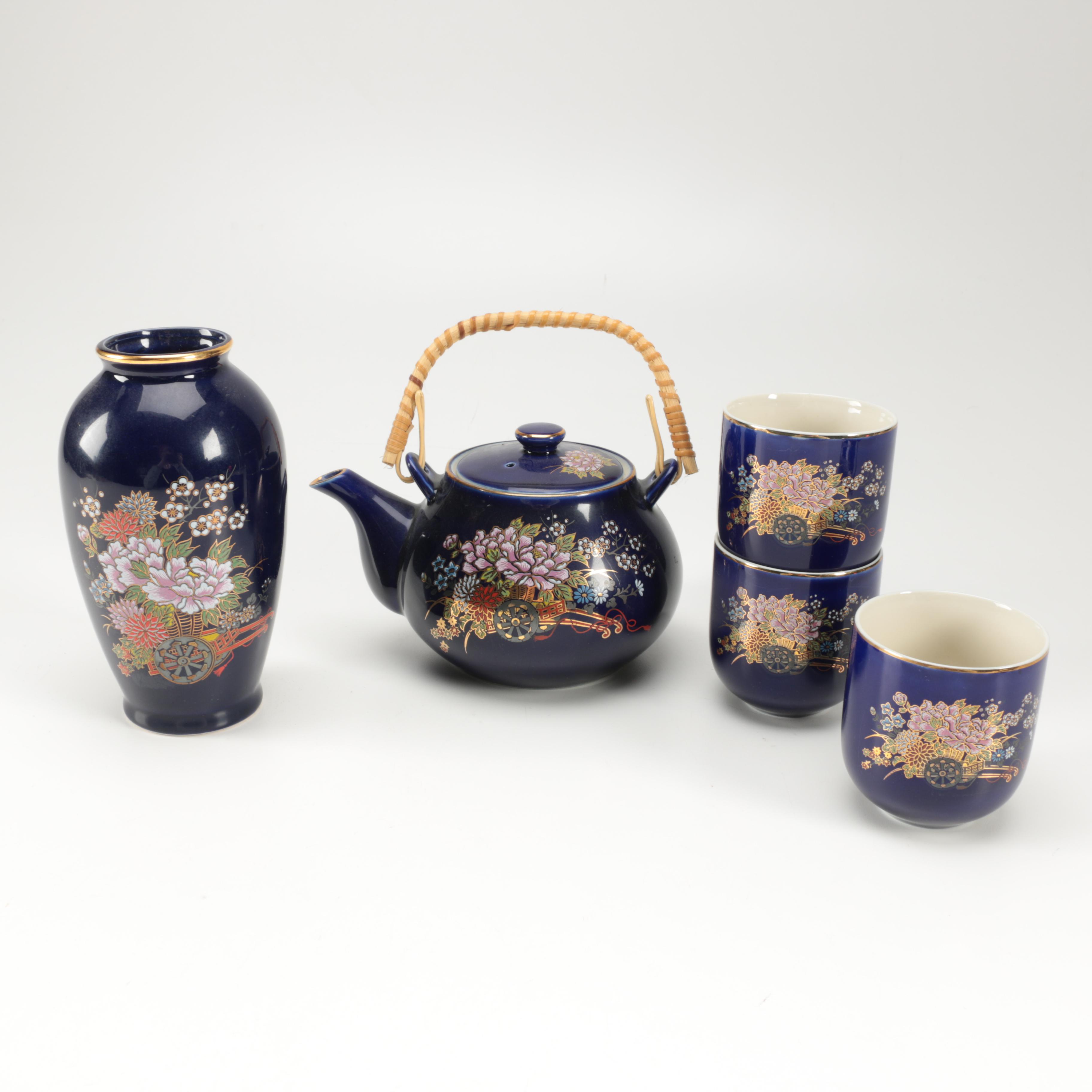 Vintage Japanese Kutani Tea set and Vase