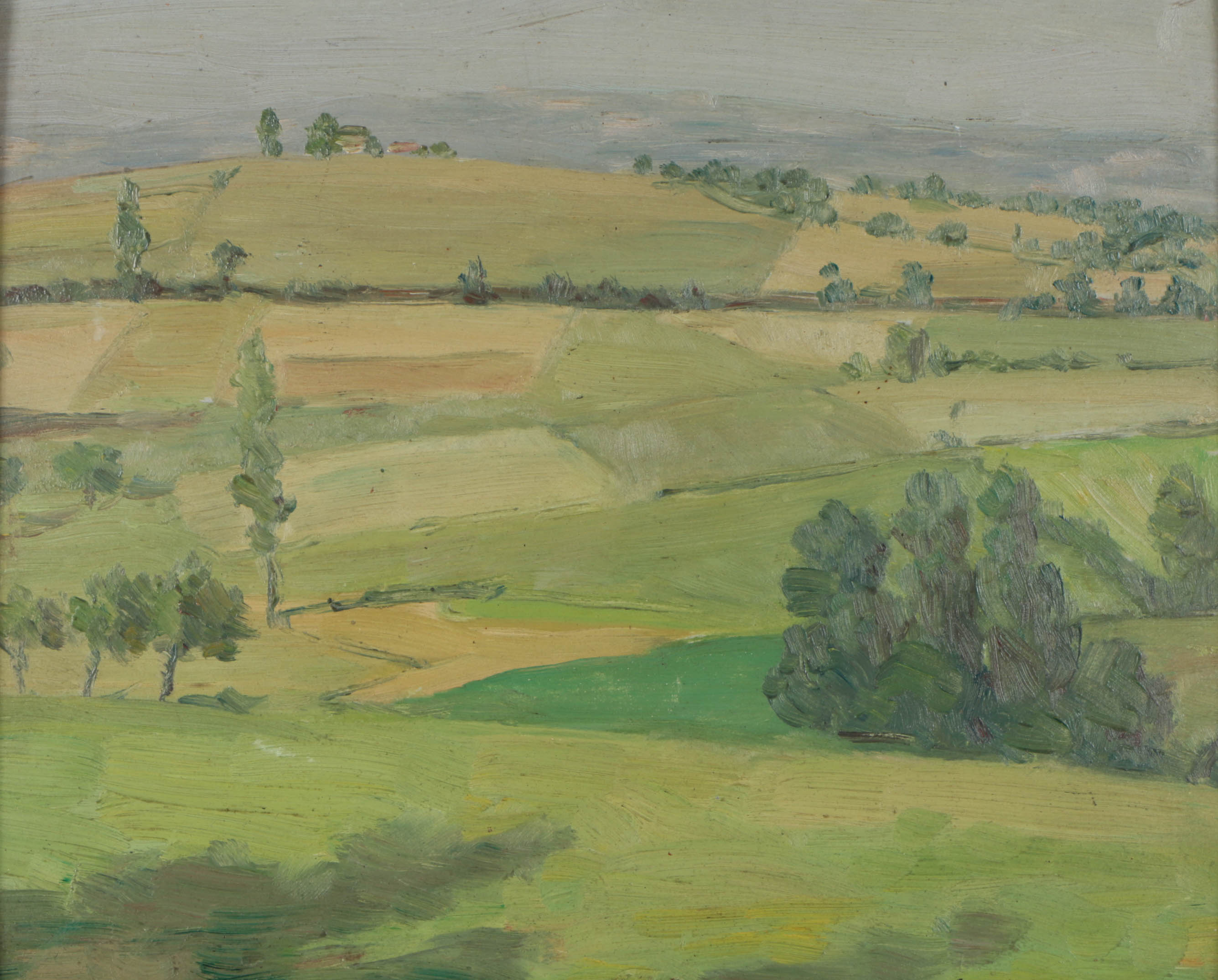 Jean-Désiré Bascoulès Oil Painting on Board Stylized Landscape