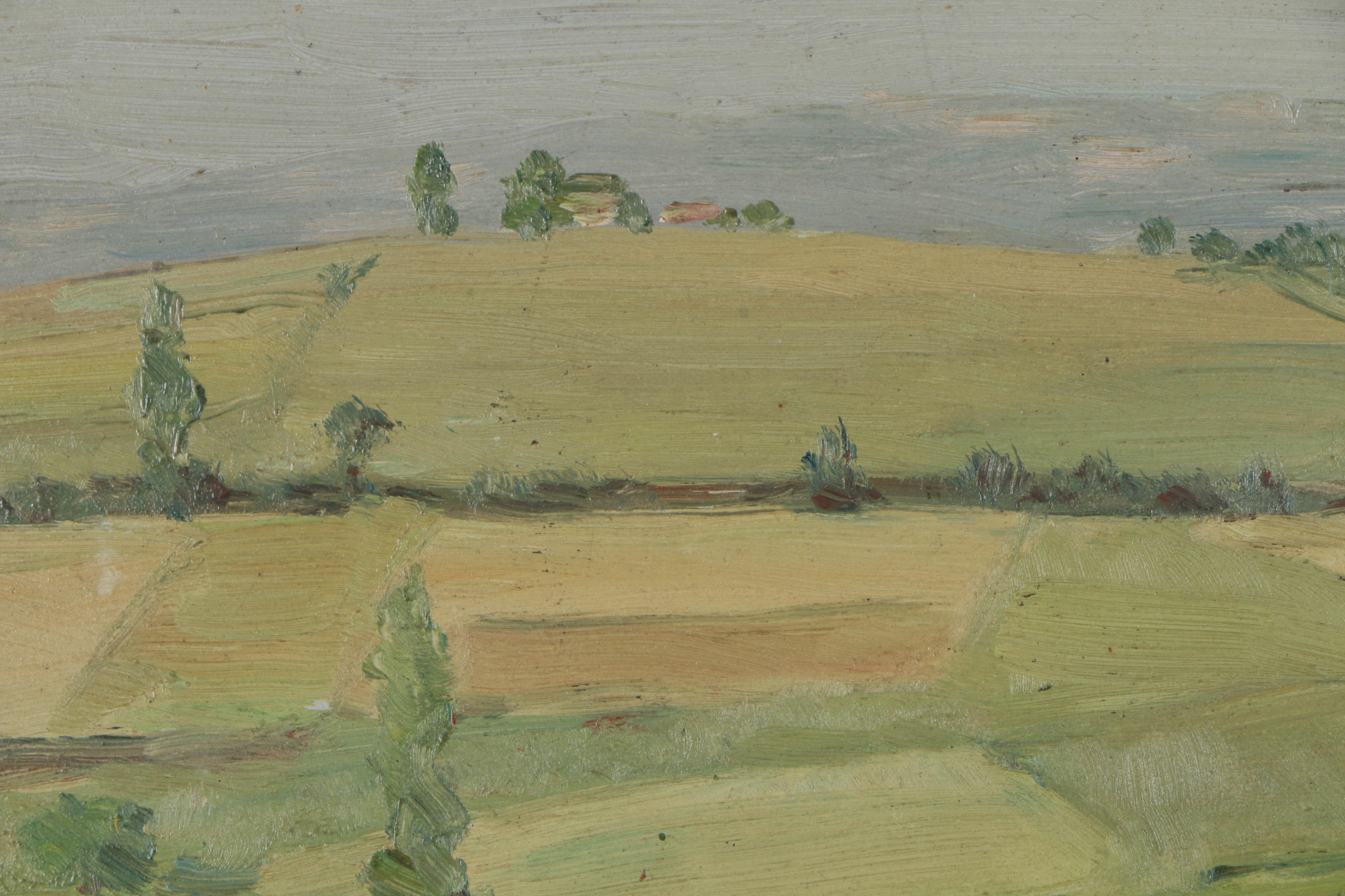 Jean-Désiré Bascoulès Oil Painting on Board Stylized Landscape