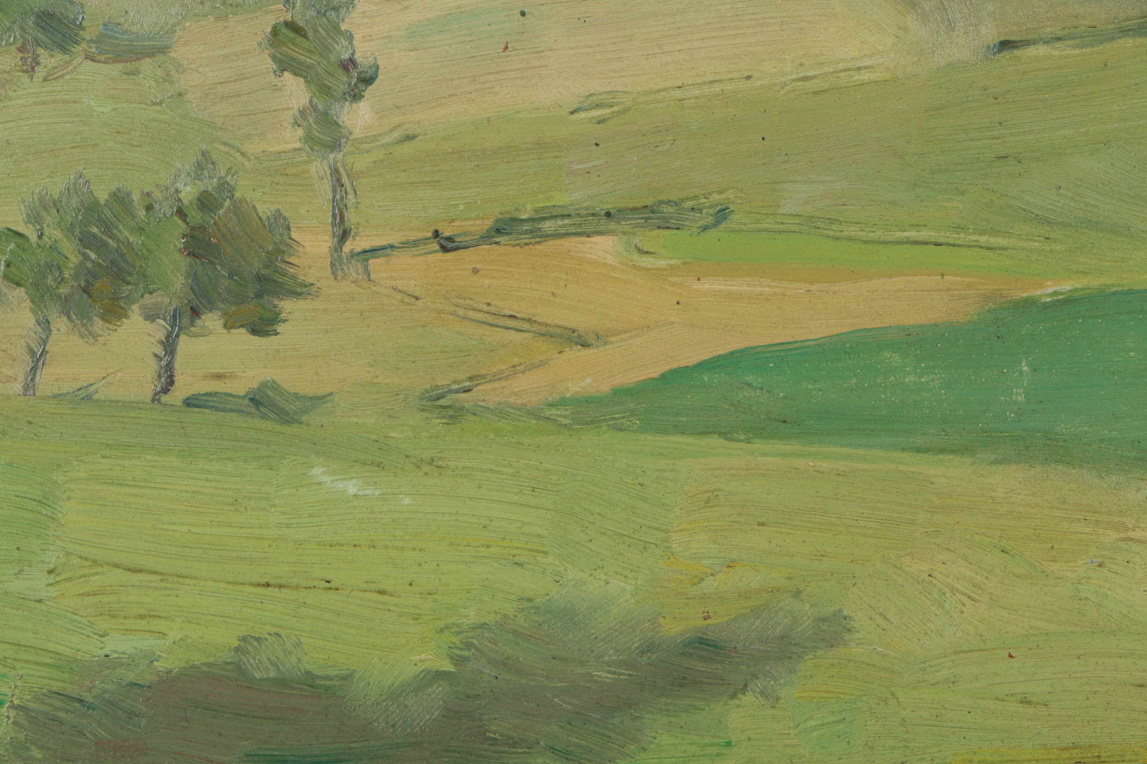 Jean-Désiré Bascoulès Oil Painting on Board Stylized Landscape