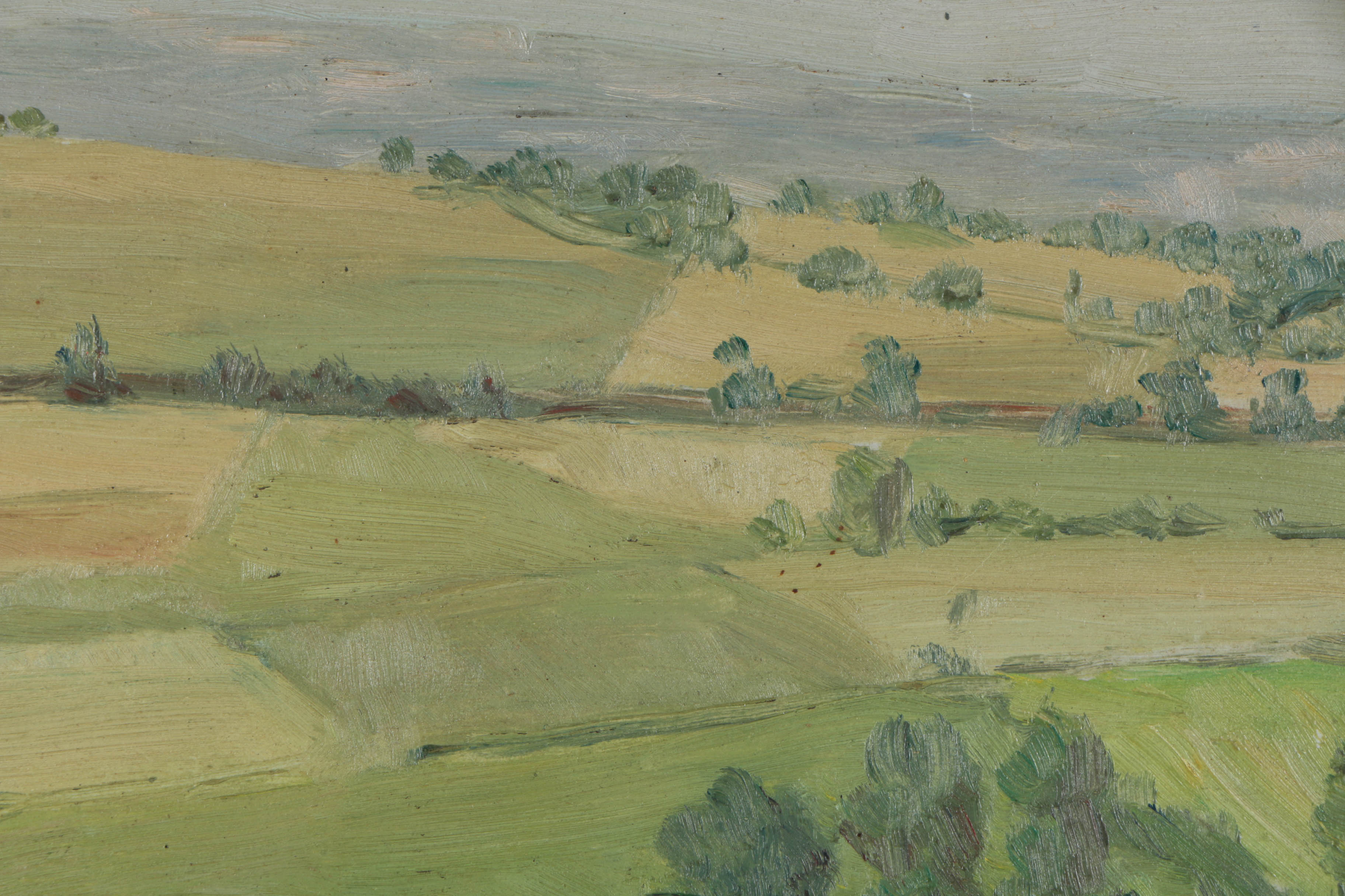 Jean-Désiré Bascoulès Oil Painting on Board Stylized Landscape