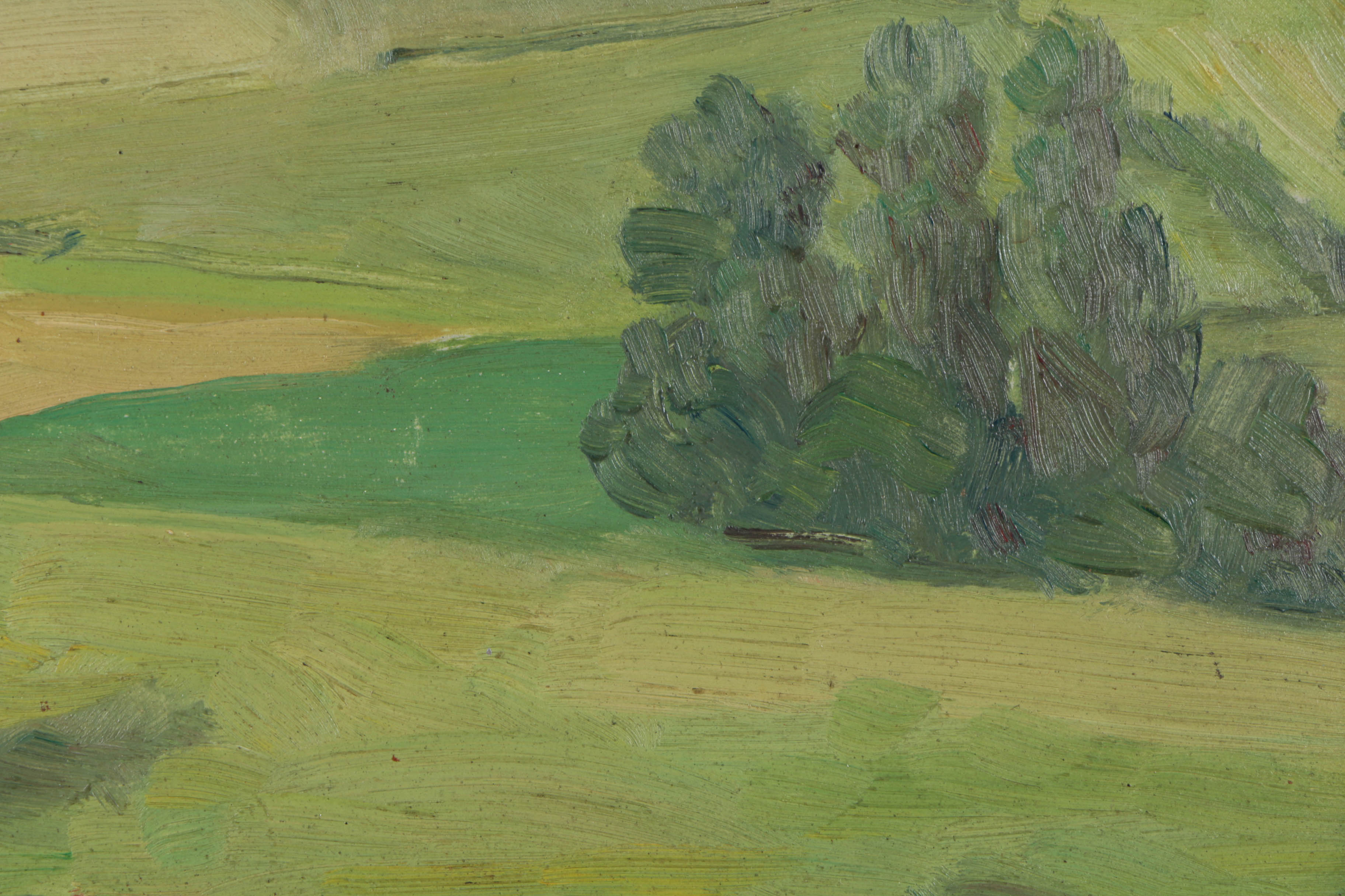 Jean-Désiré Bascoulès Oil Painting on Board Stylized Landscape