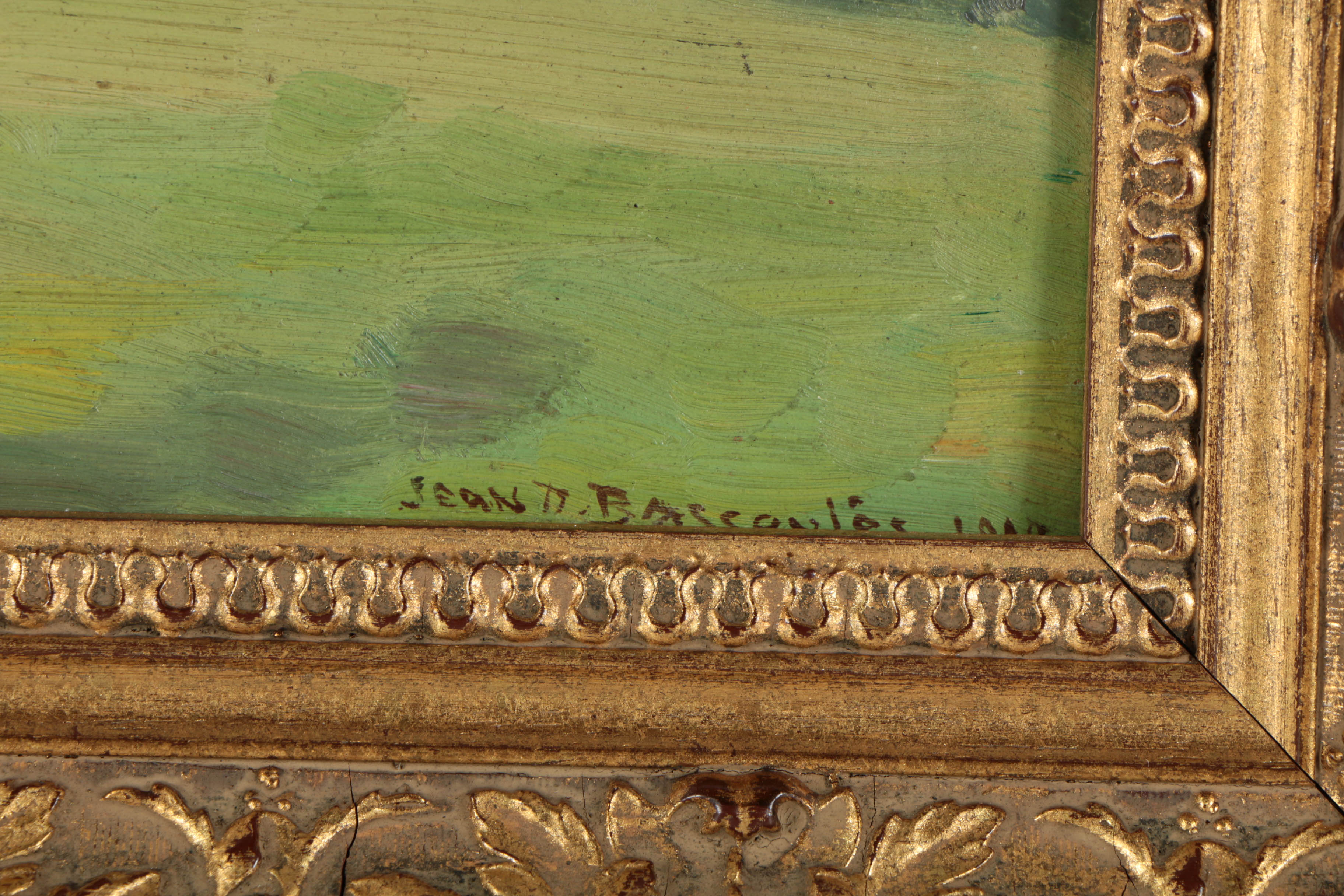 Jean-Désiré Bascoulès Oil Painting on Board Stylized Landscape