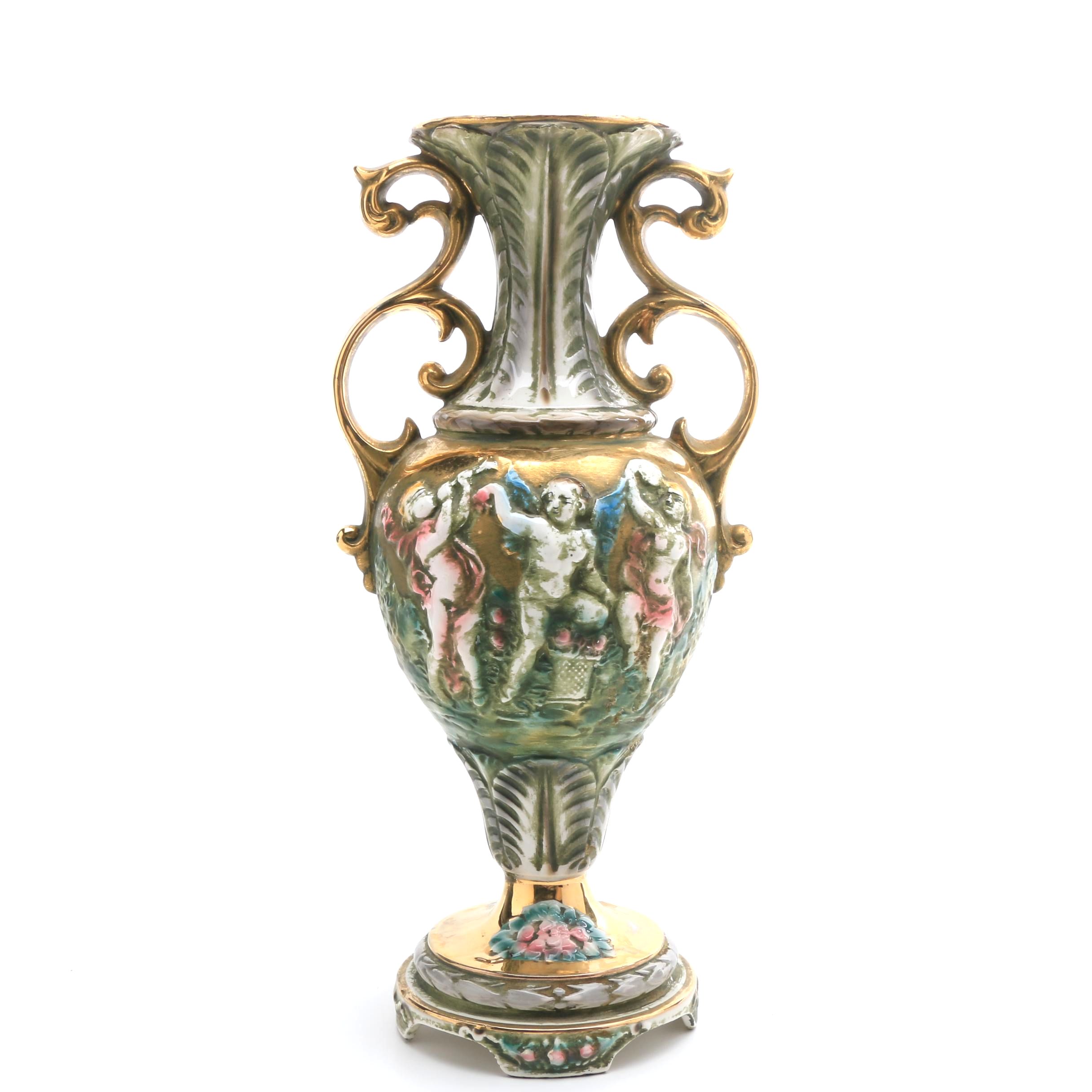 Vintage Capodimonte Hand-Painted Porcelain Vase