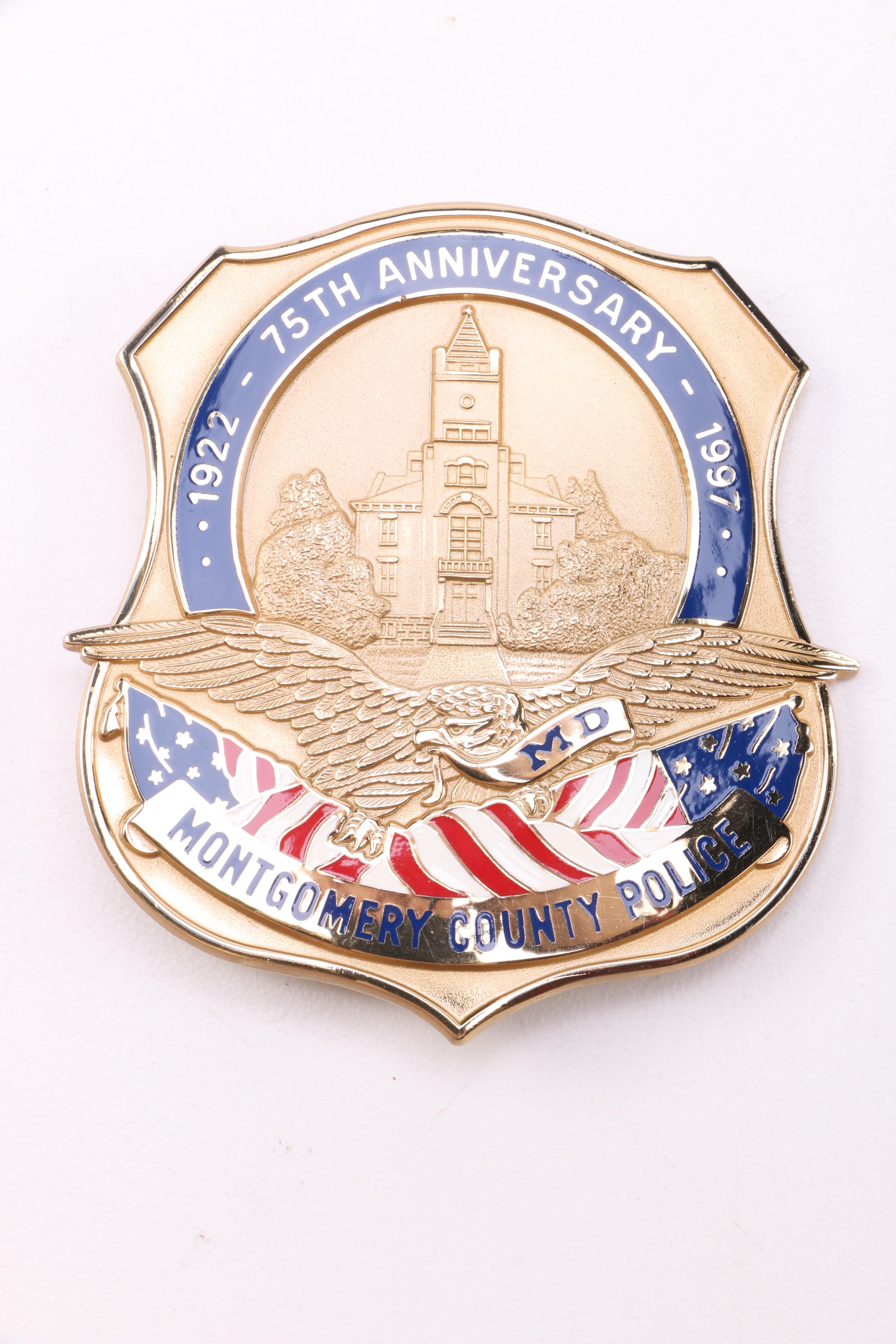 Montgomery County, MD 75th Anniversary Police Badge