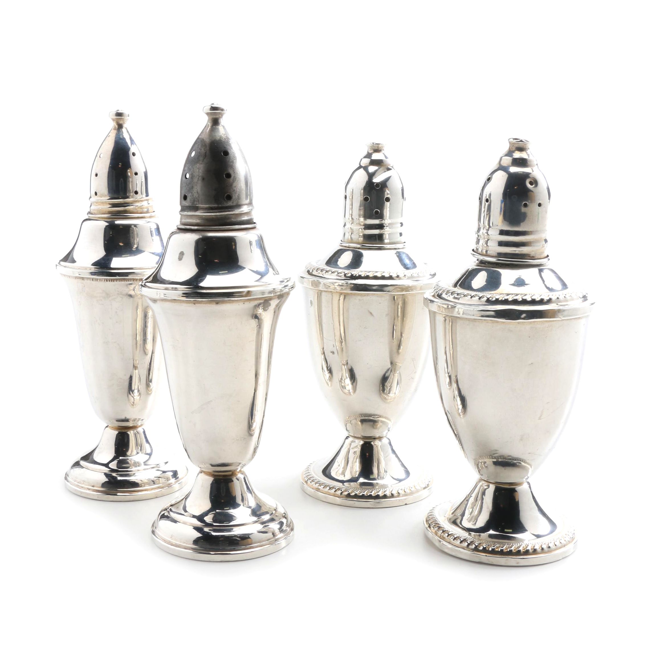 Two Pairs of Weighted Sterling Silver Salt and Pepper Shakers