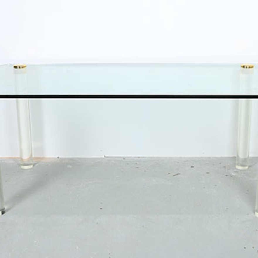 Vintage Glass Top Console Table