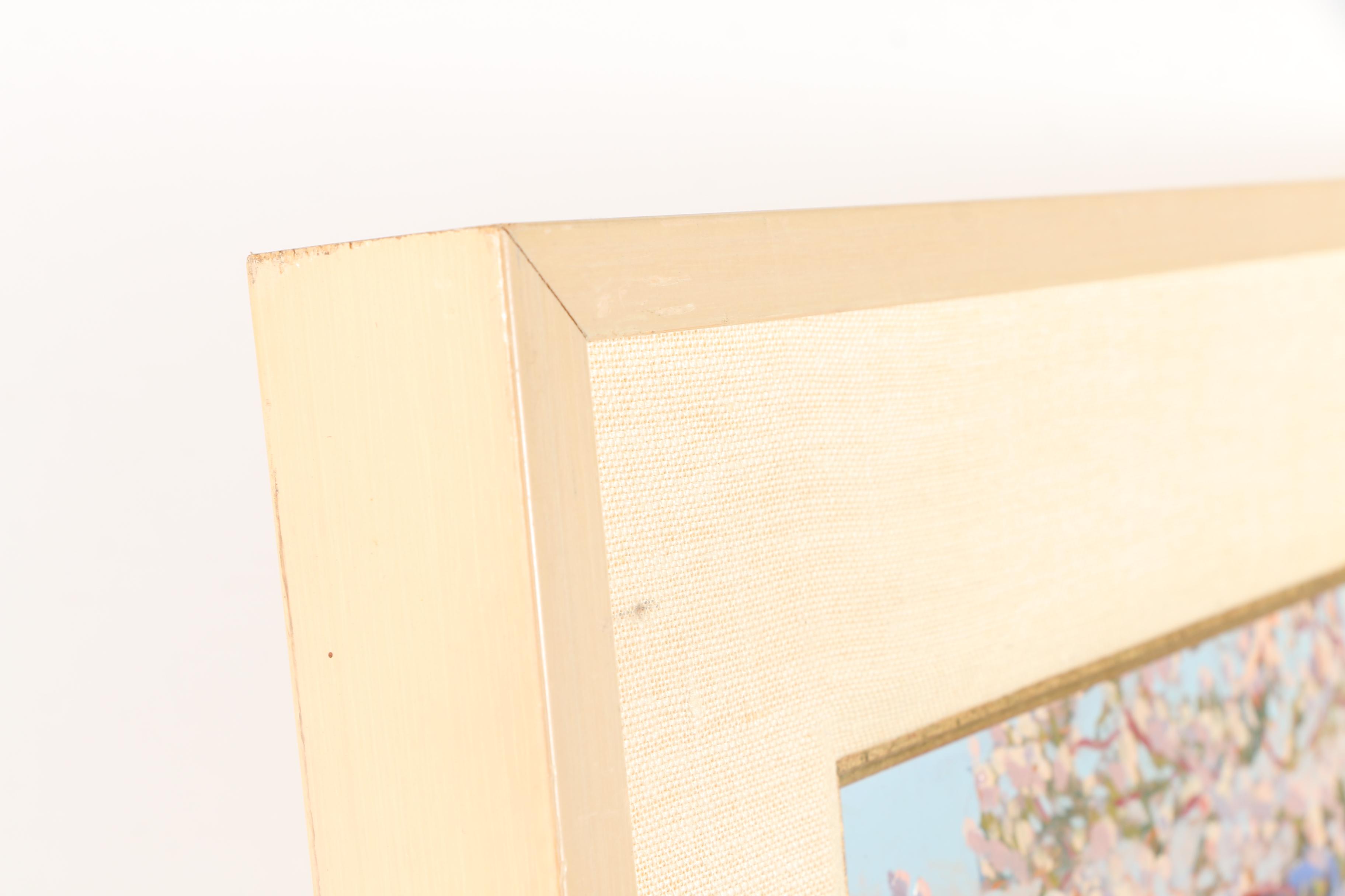 Signed Oil on Board Painting of Blossoming Apple Trees