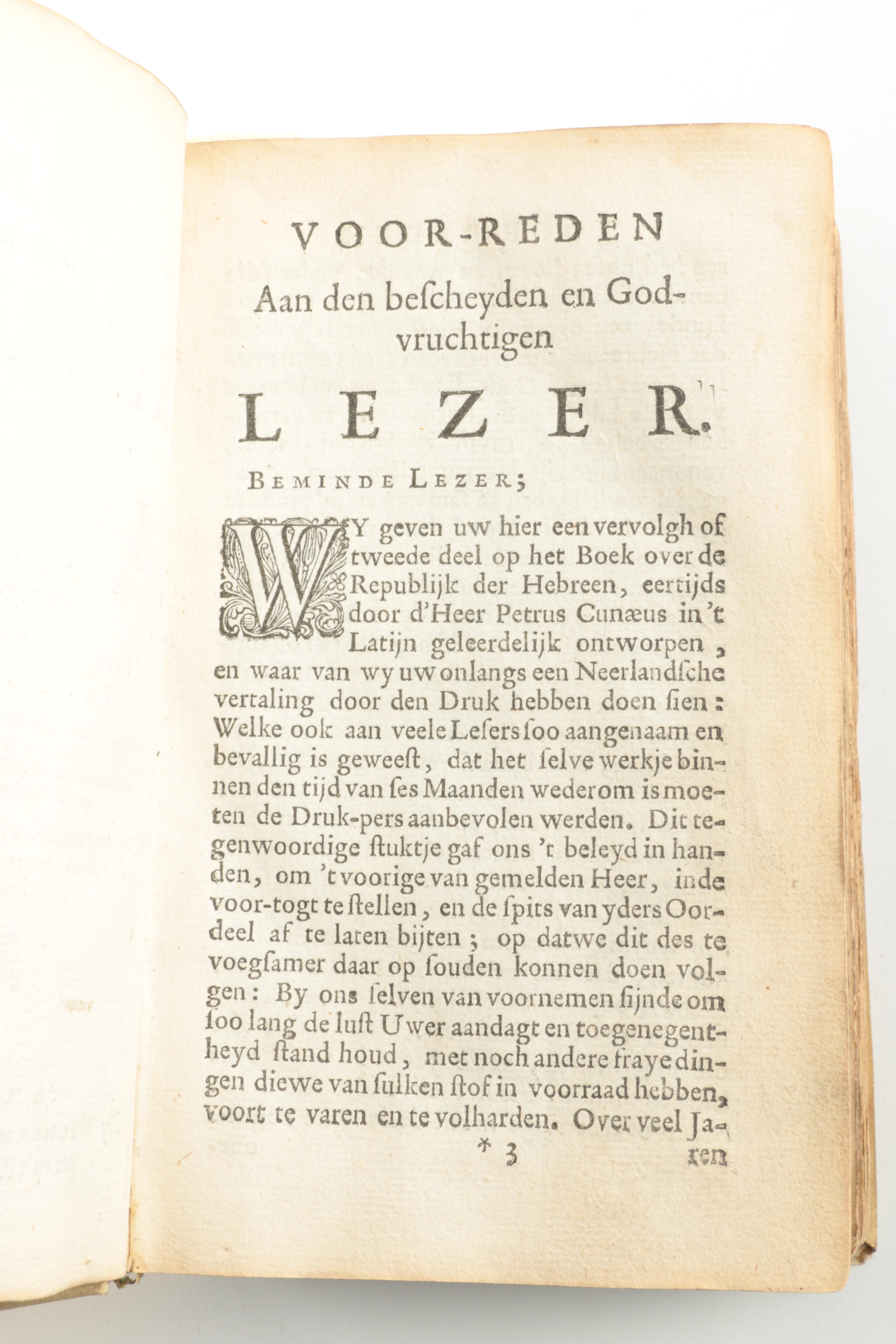 1683 "De Republyk der Hebreen, of Gemeenebst der Joden" by Petrus Cunaeus