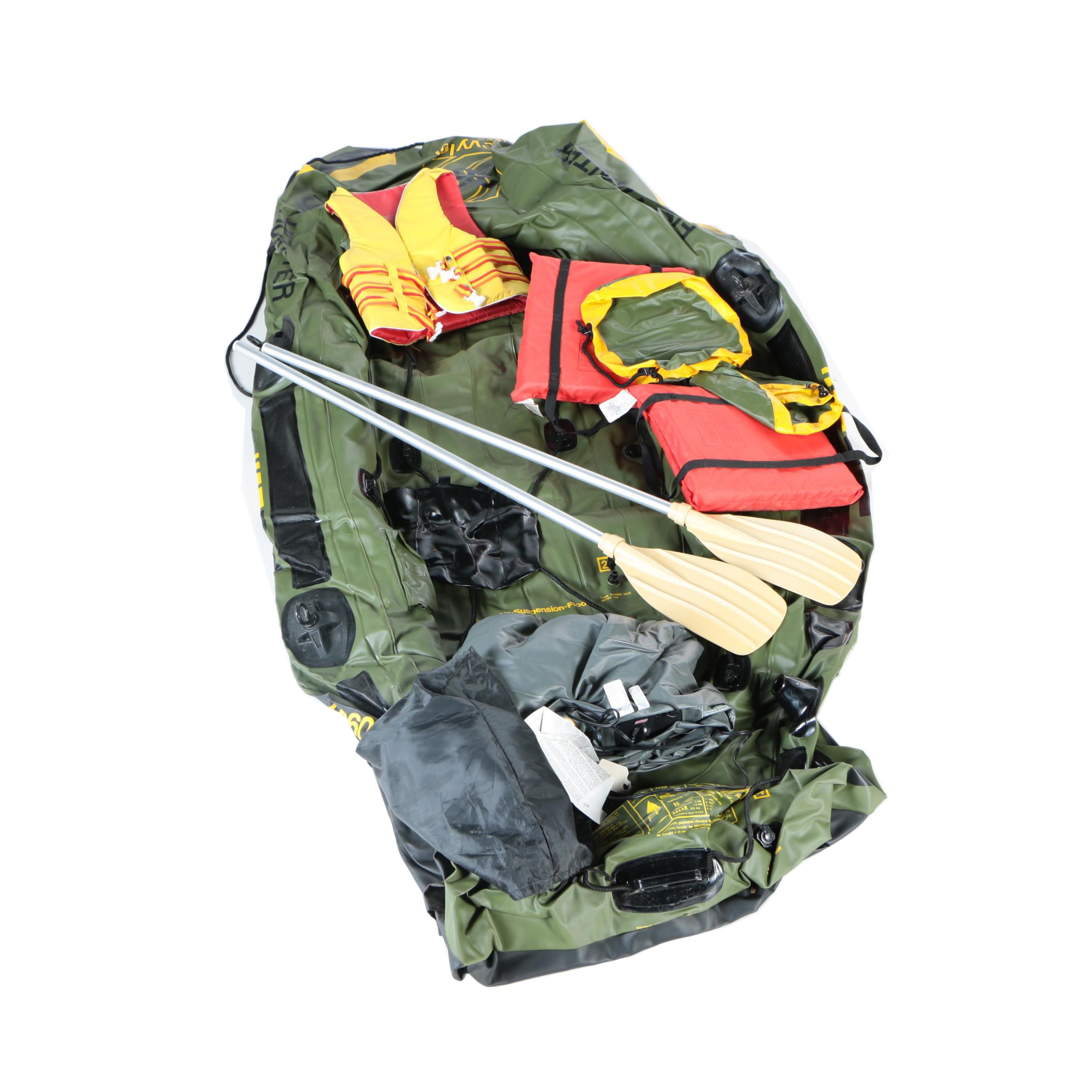 Inflatable Raft with Accessories and Coleman Inflatable Bed