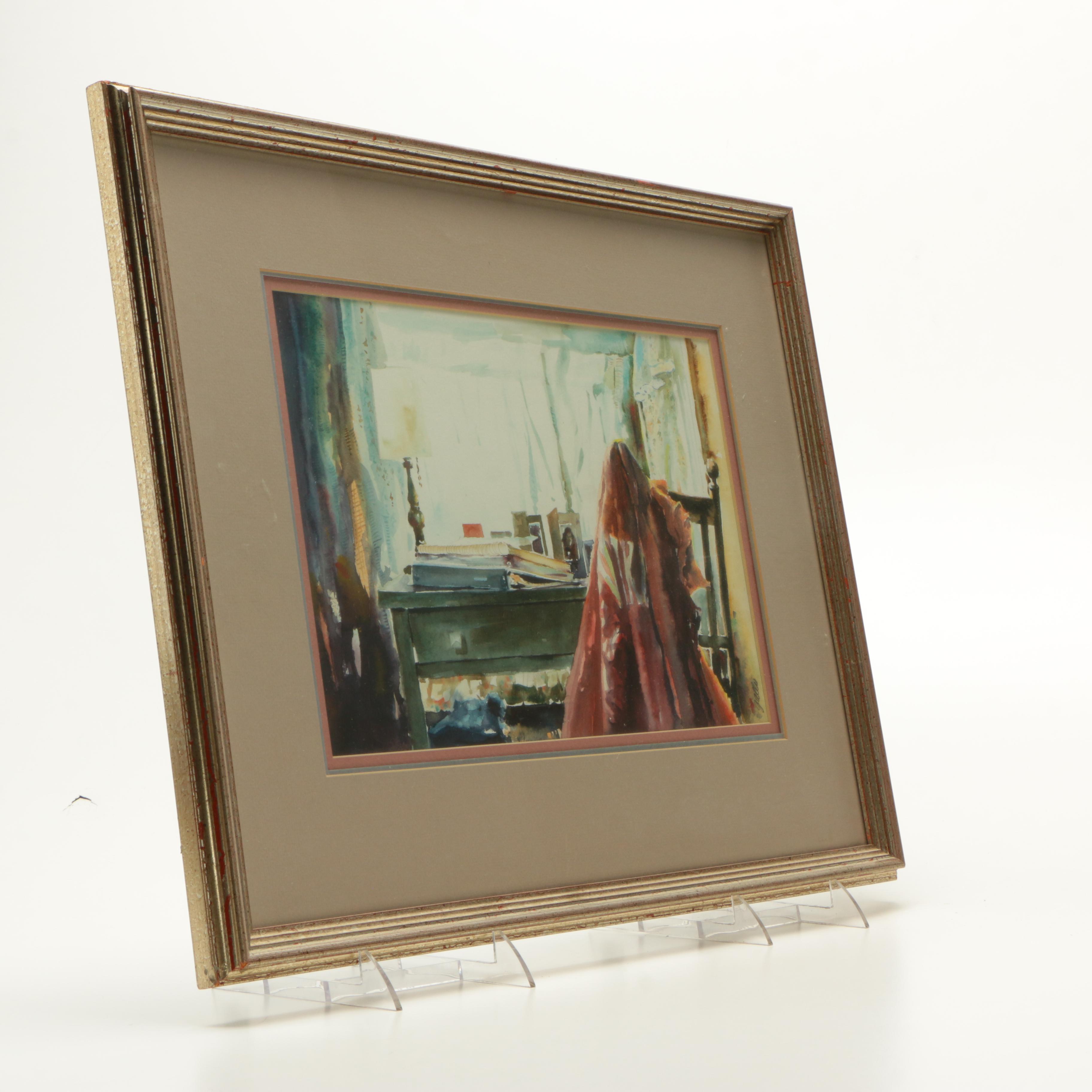 Angelo Gallo 1979 Watercolor Painting on Paper "After School"