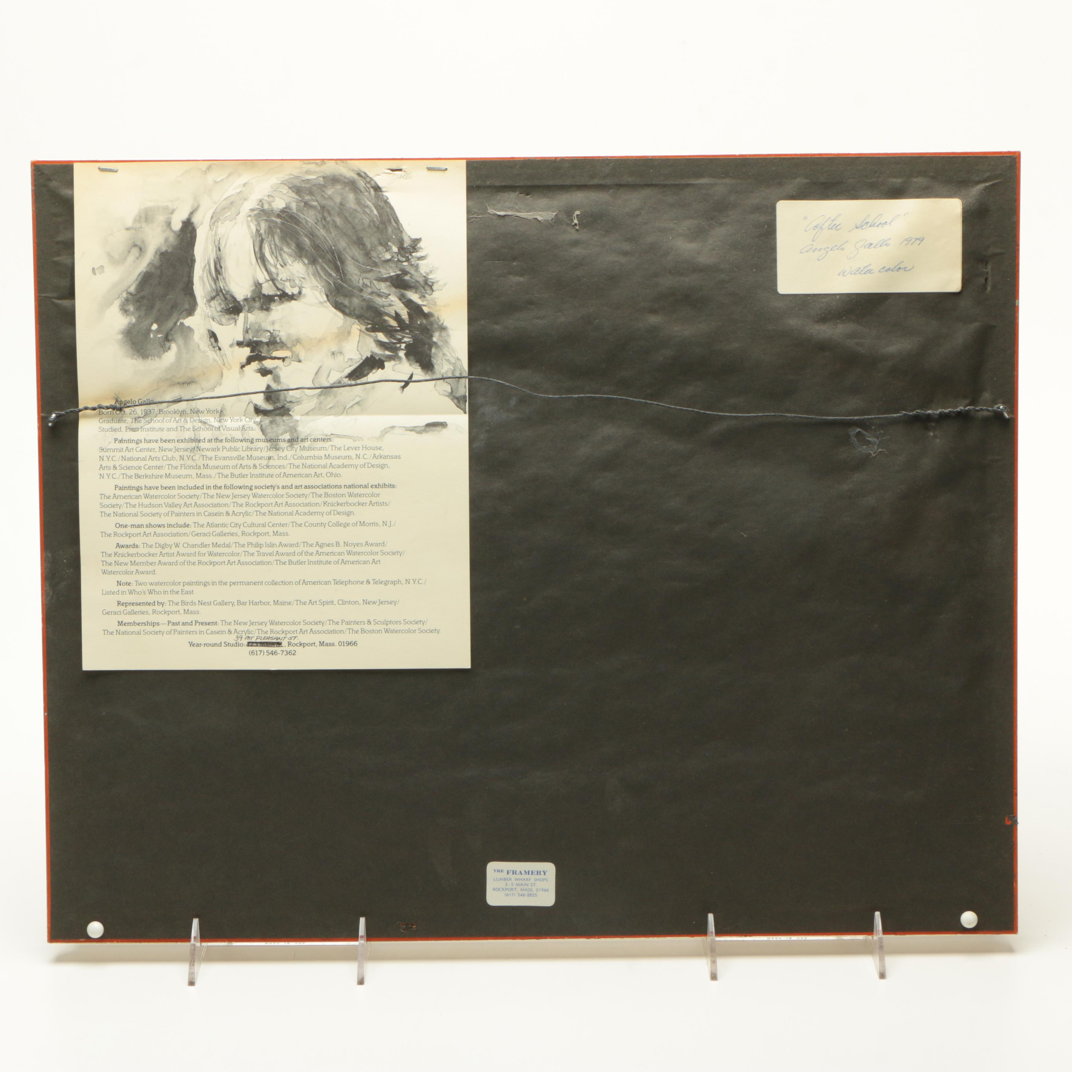 Angelo Gallo 1979 Watercolor Painting on Paper "After School"