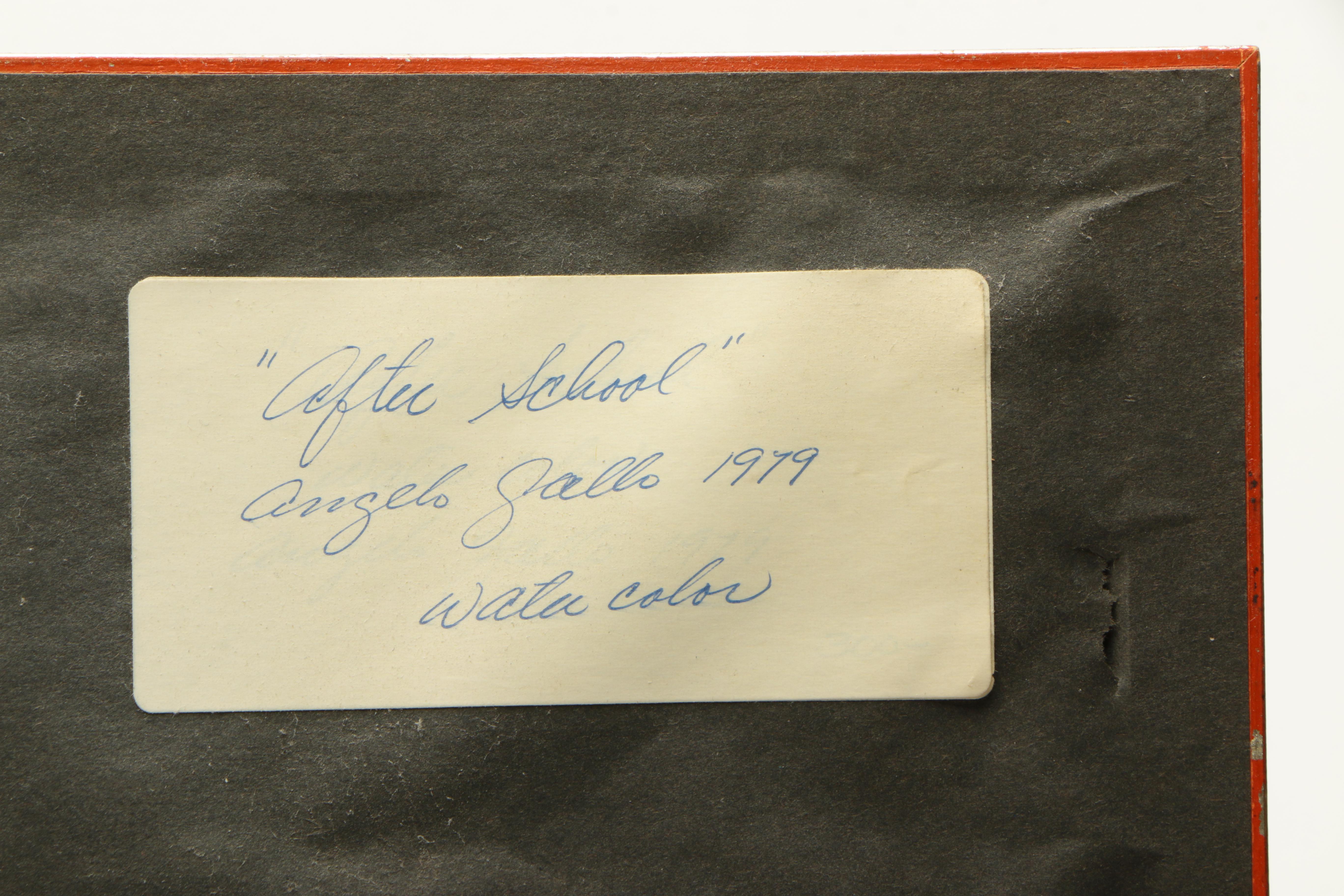 Angelo Gallo 1979 Watercolor Painting on Paper "After School"