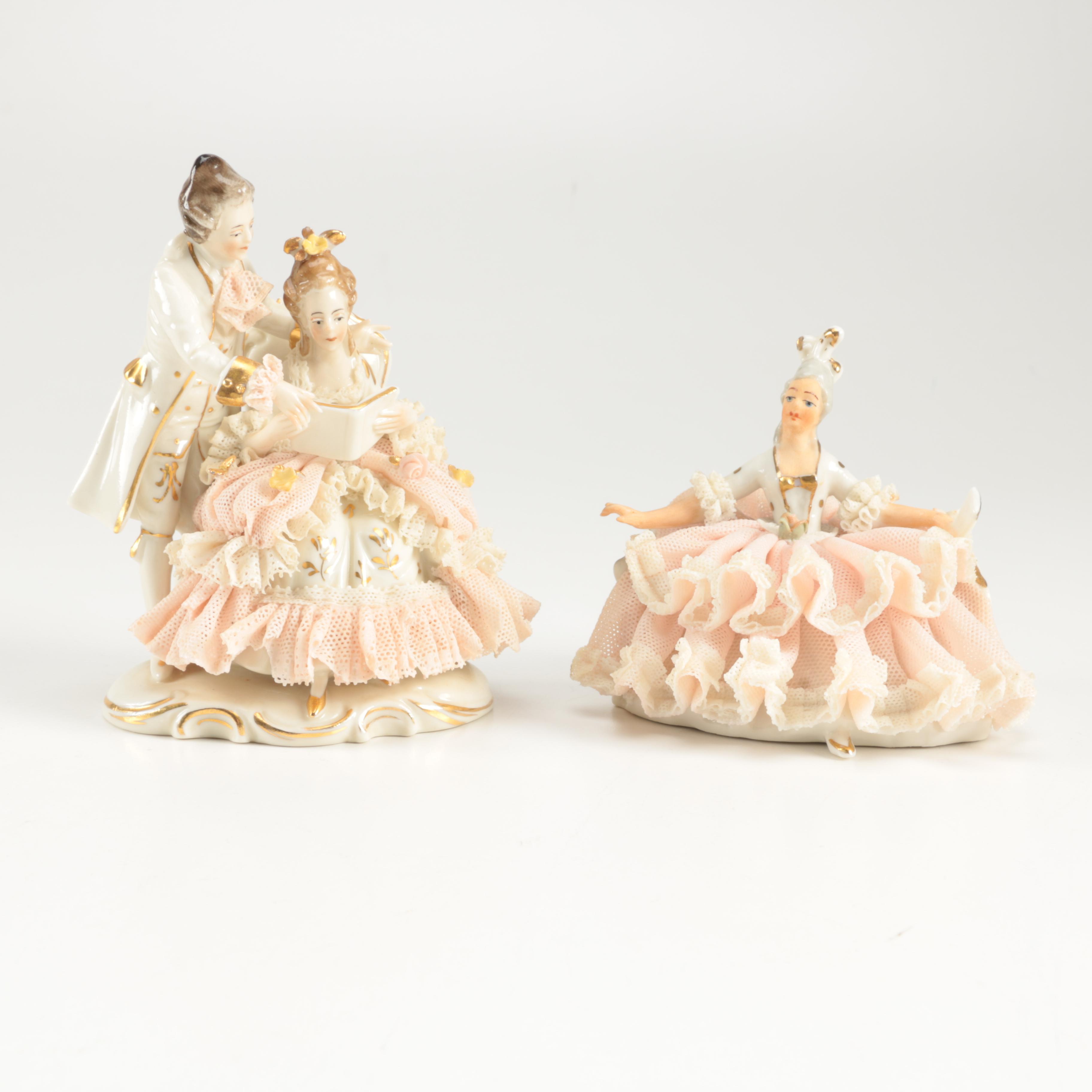 Dresden Lace Porcelain Figurines