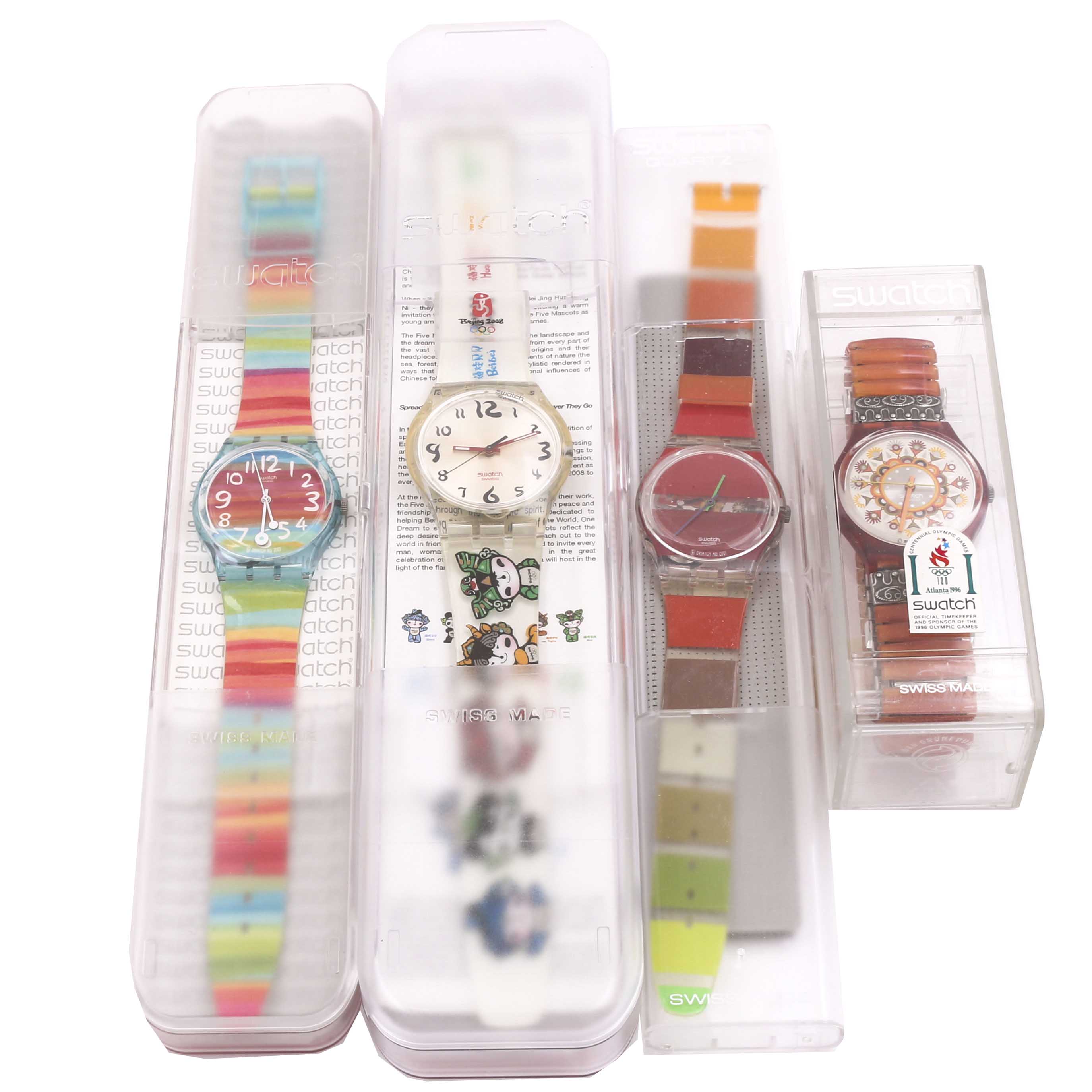 Collection of Swatch Watches Including Olympic Themed Pair