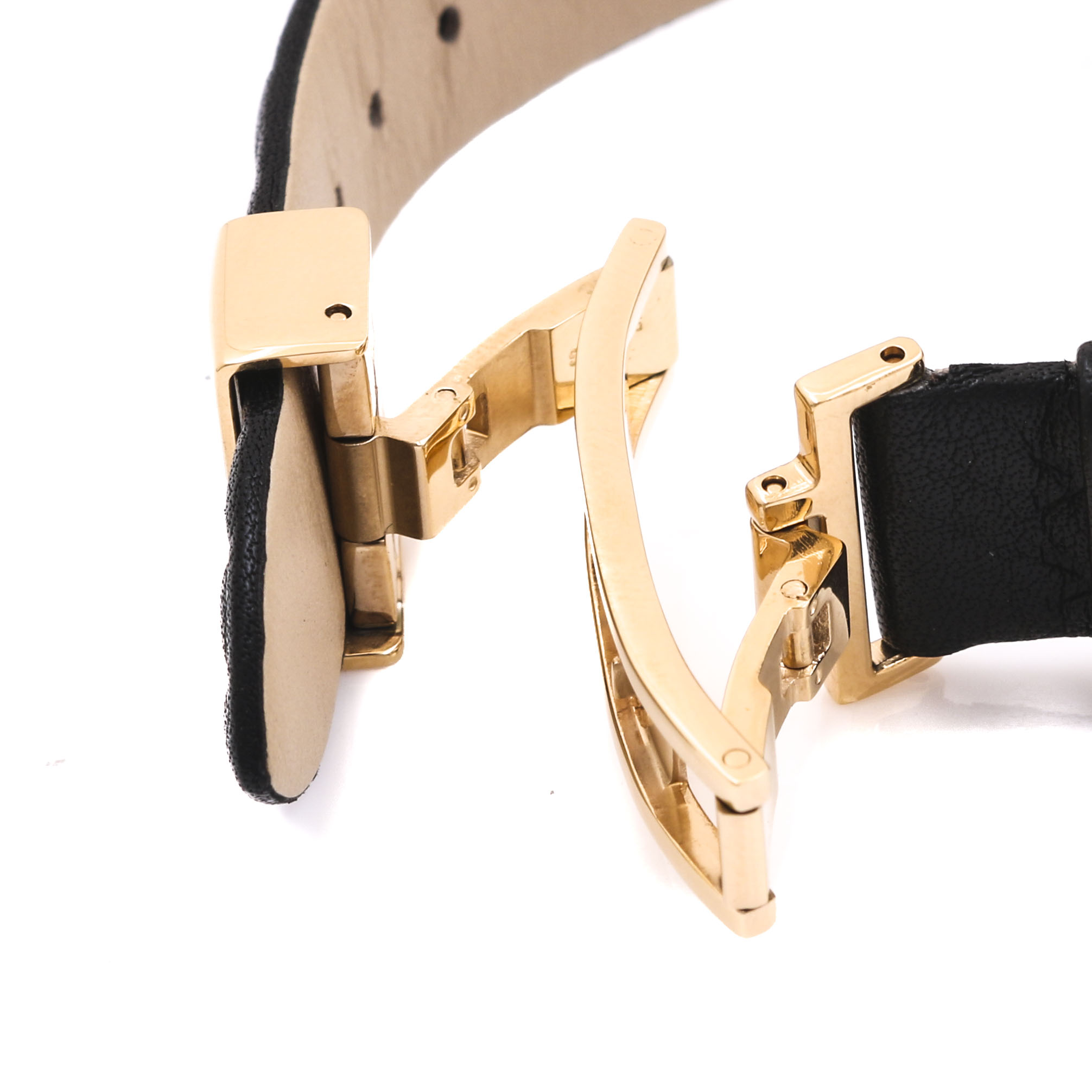 Versace Black Micro Vanitas Dial Quilted Pattern Leather Strap Watch