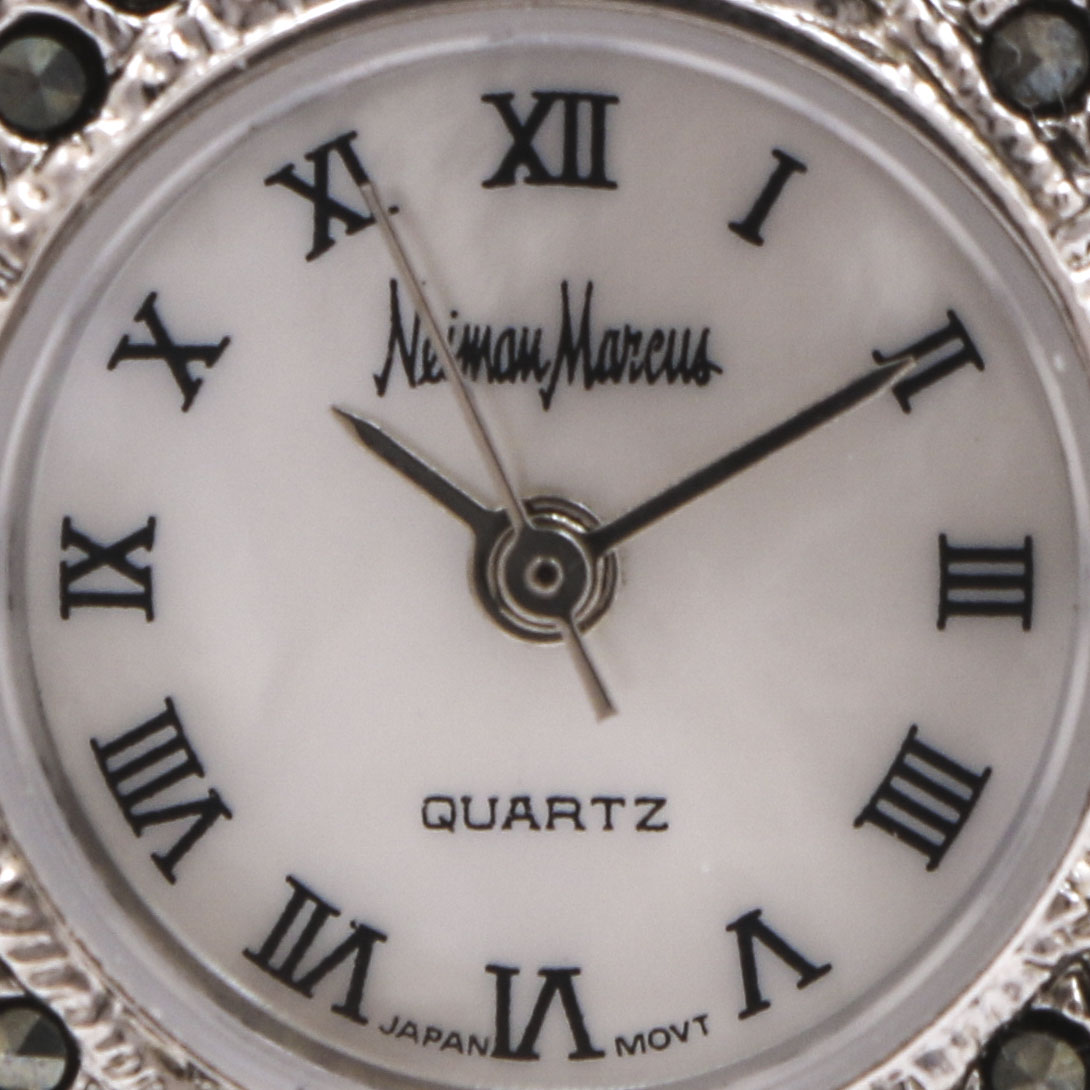 Neiman Marcus Marcasite Silver Tone Link Bracelet Watch