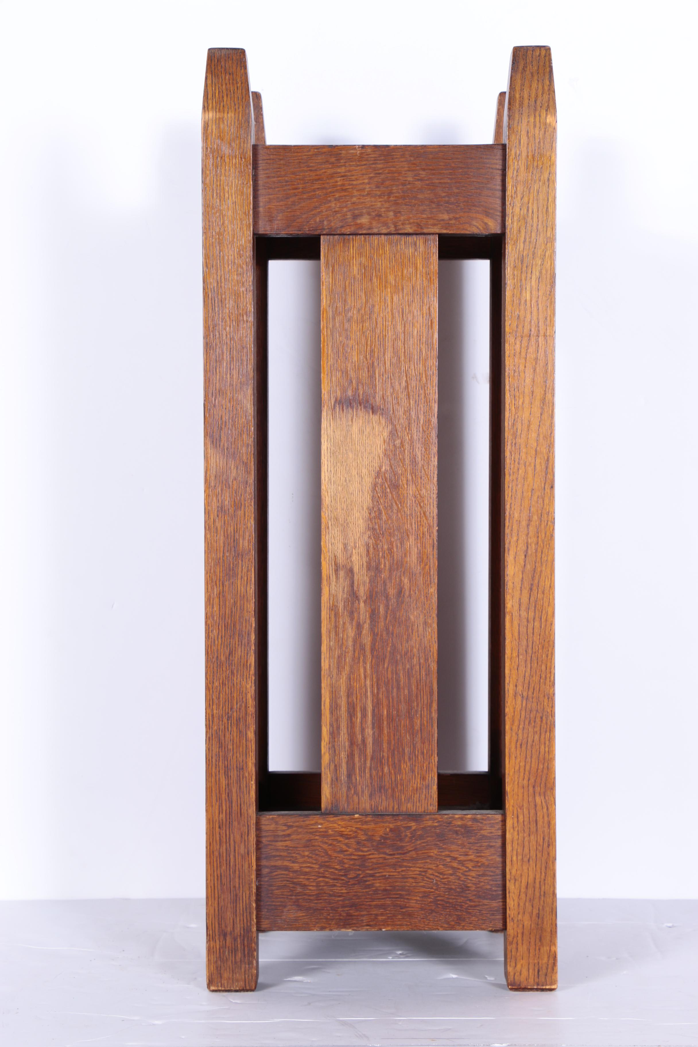 Antique Oak Mission Style Umbrella Rack by Stickley Bros., Circa Early 1900s