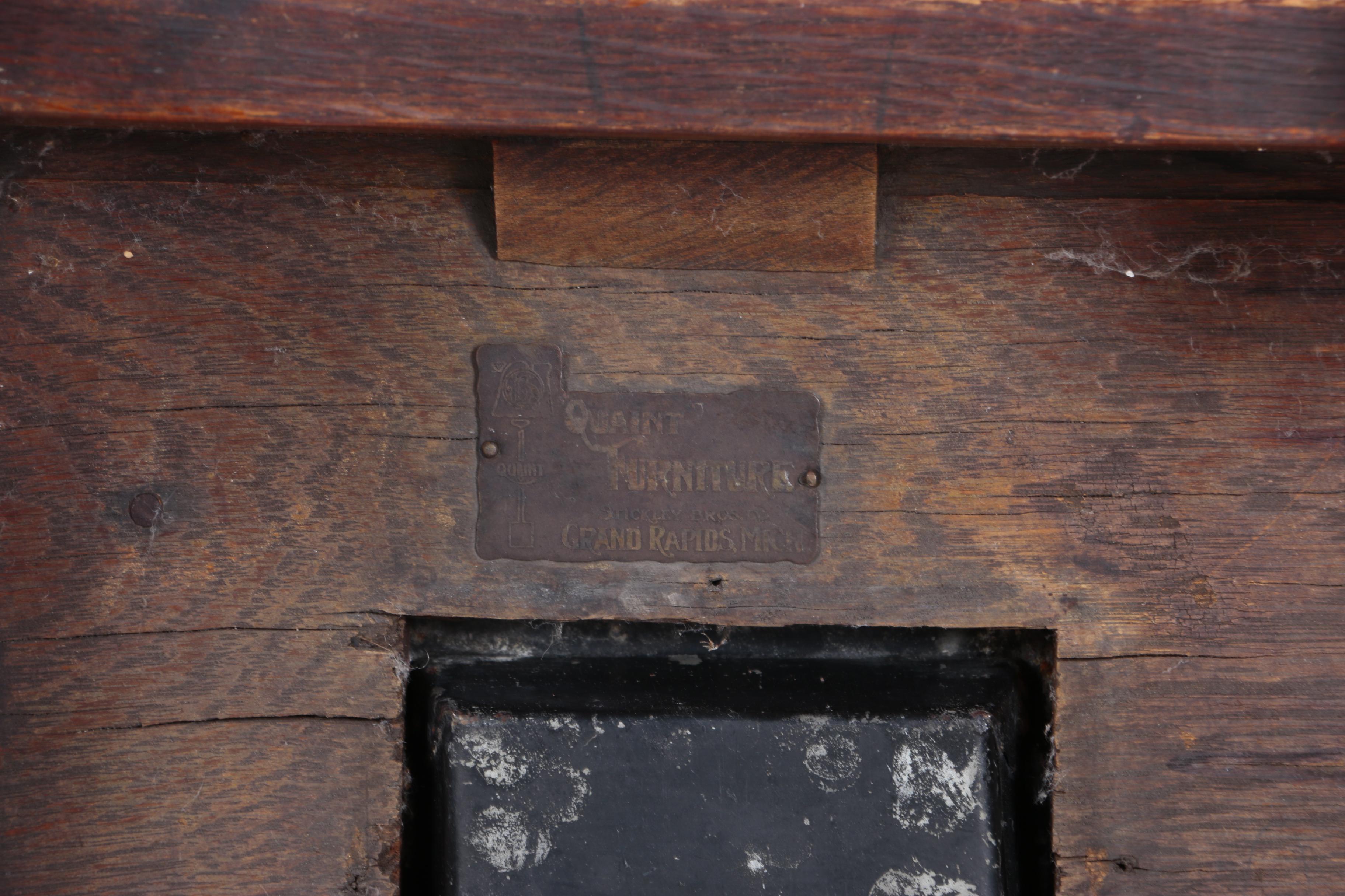 Antique Oak Mission Style Umbrella Rack by Stickley Bros., Circa Early 1900s