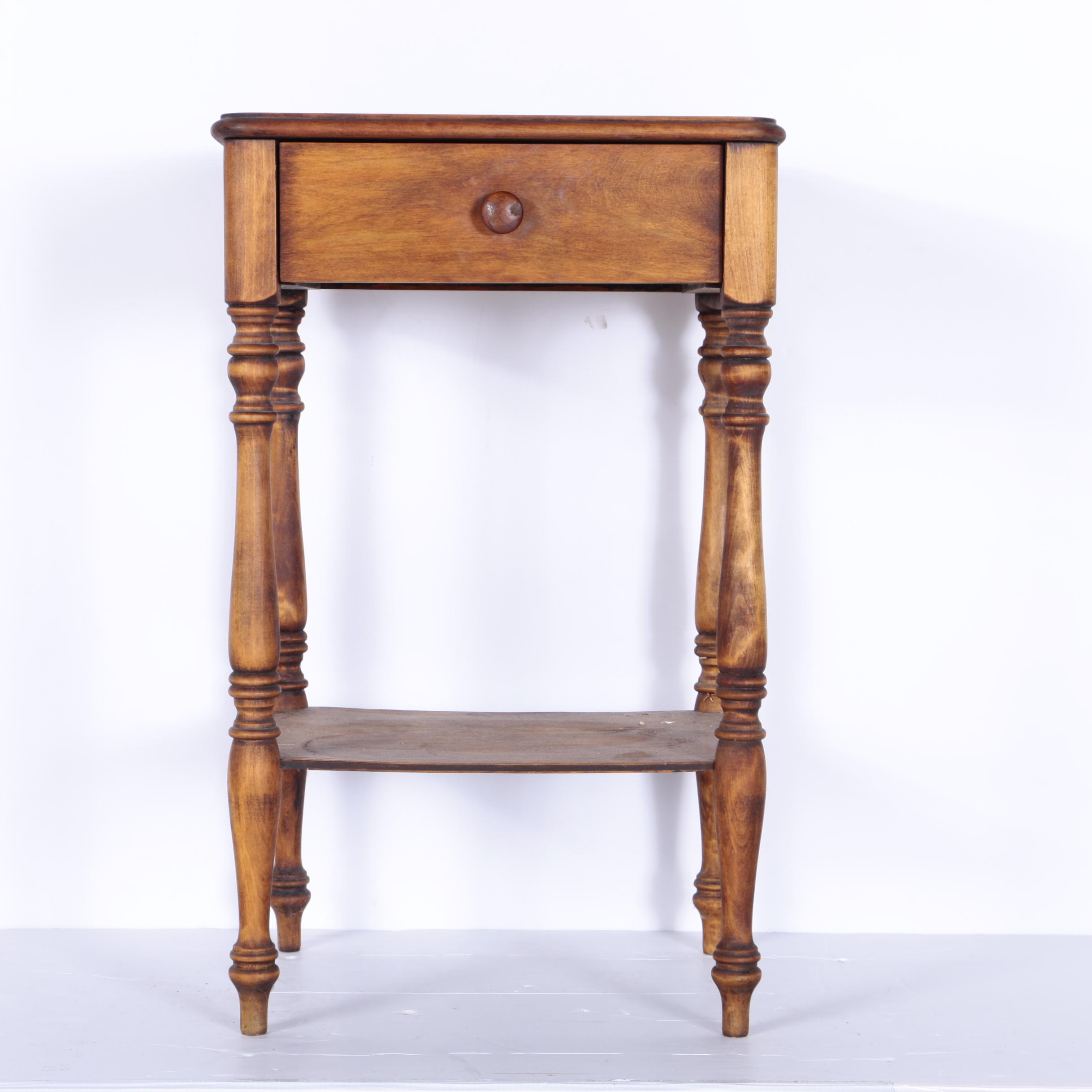 Wooden End Table with Drawer