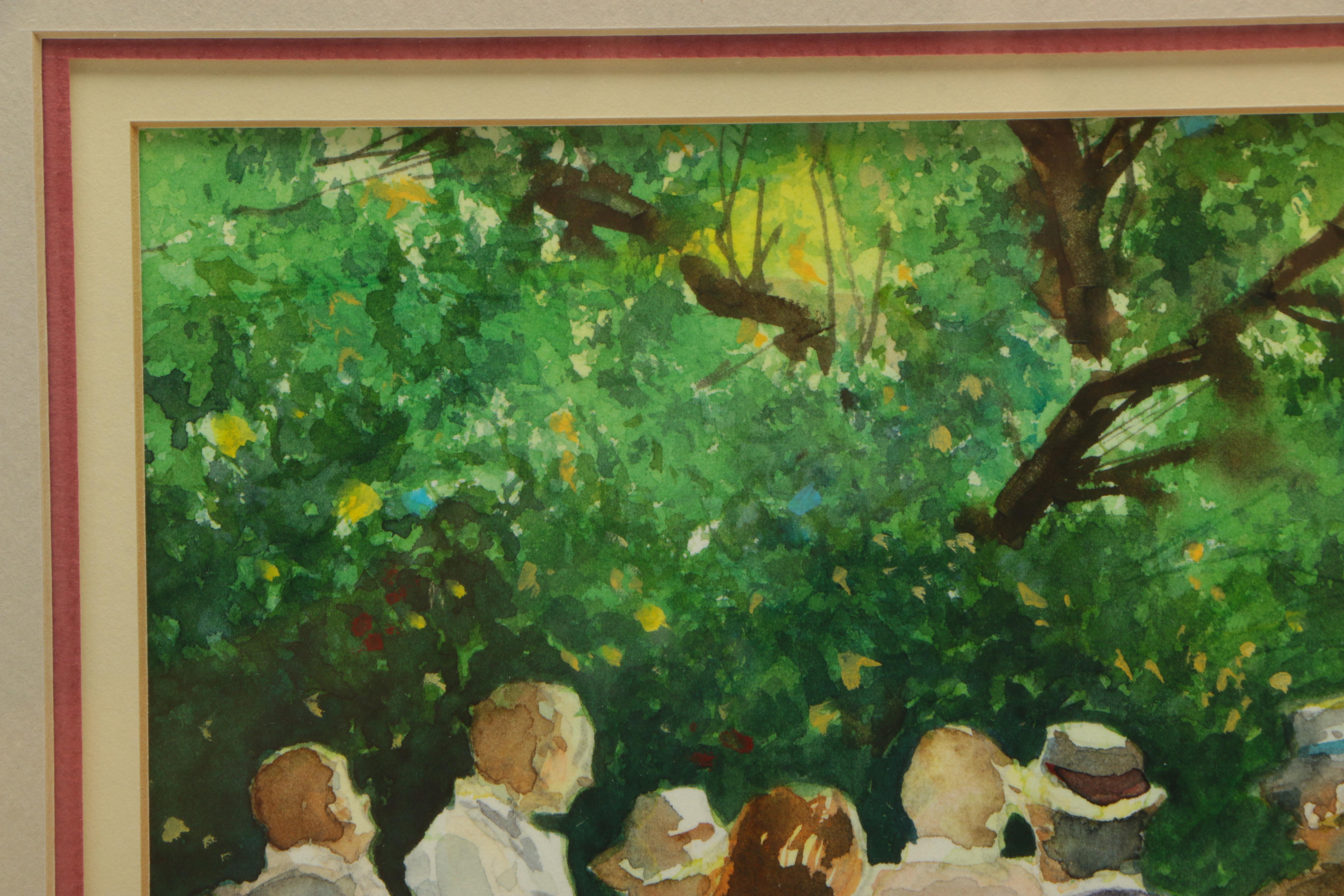 Angelo Gallo 1980 Watercolor Painting on Paper "Sunday Afternoon"