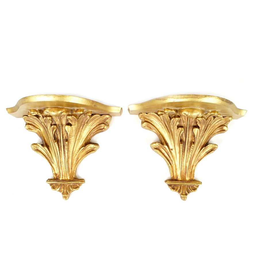 Pair of Neoclassical Style Giltwood Wall Shelves