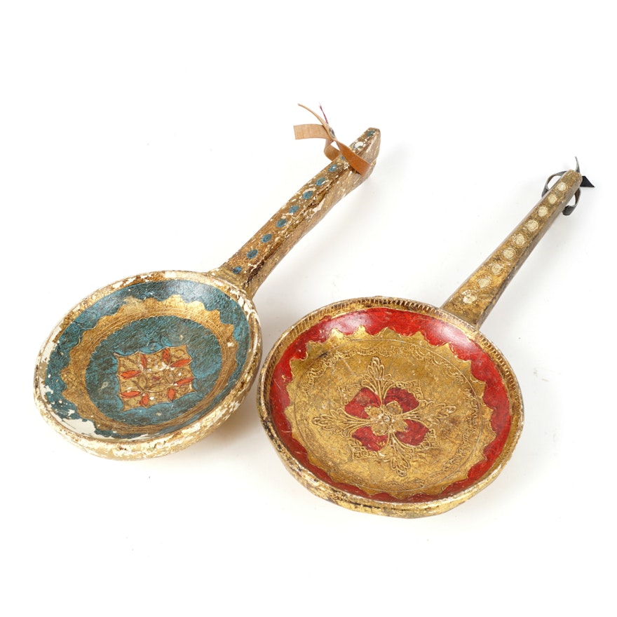 Pair of Decorative Florentine Syroco Wood Spoons