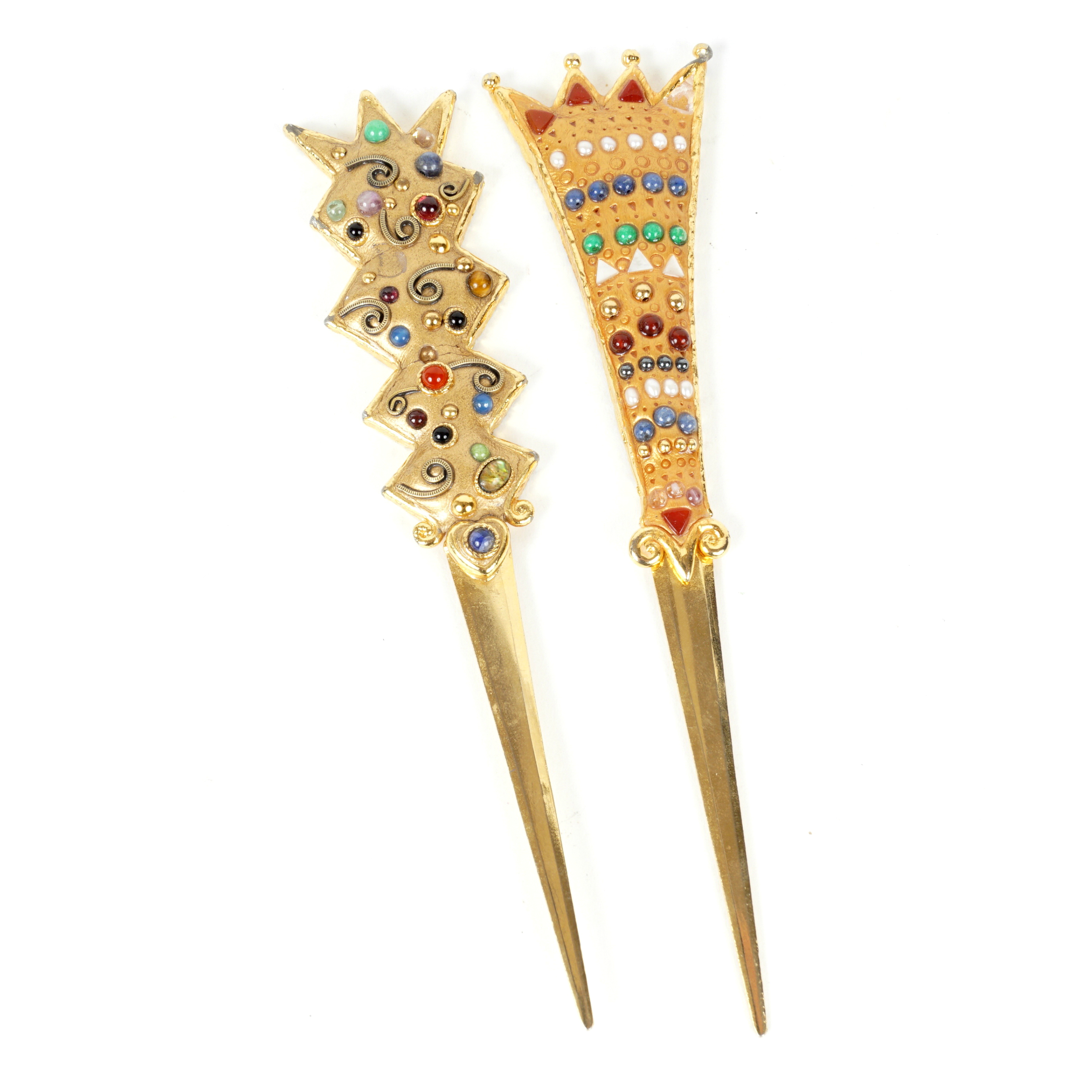 Michal Golan Brass Letter Openers with Stones