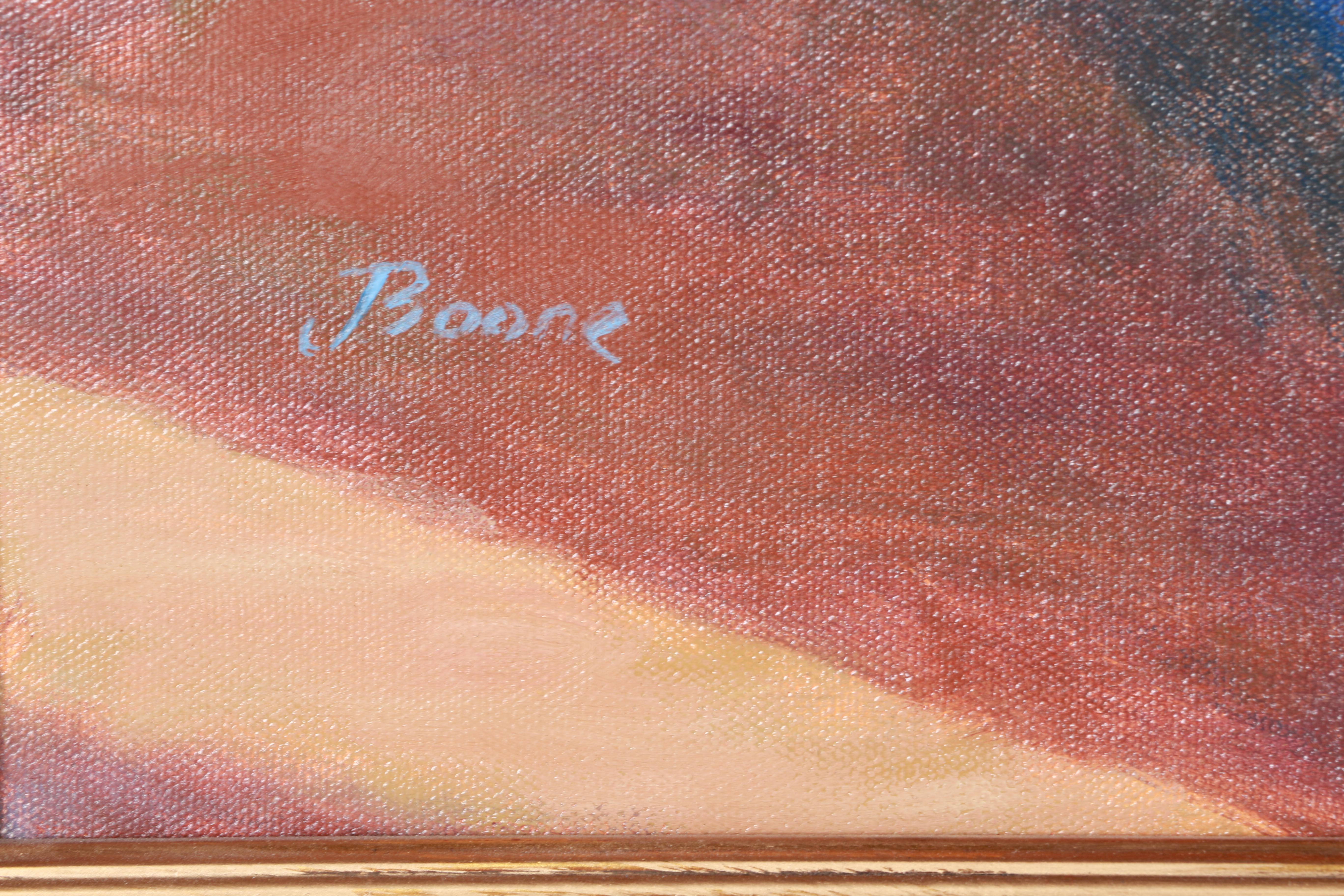 Jan Boone Oil Painting of Children at a Fountain