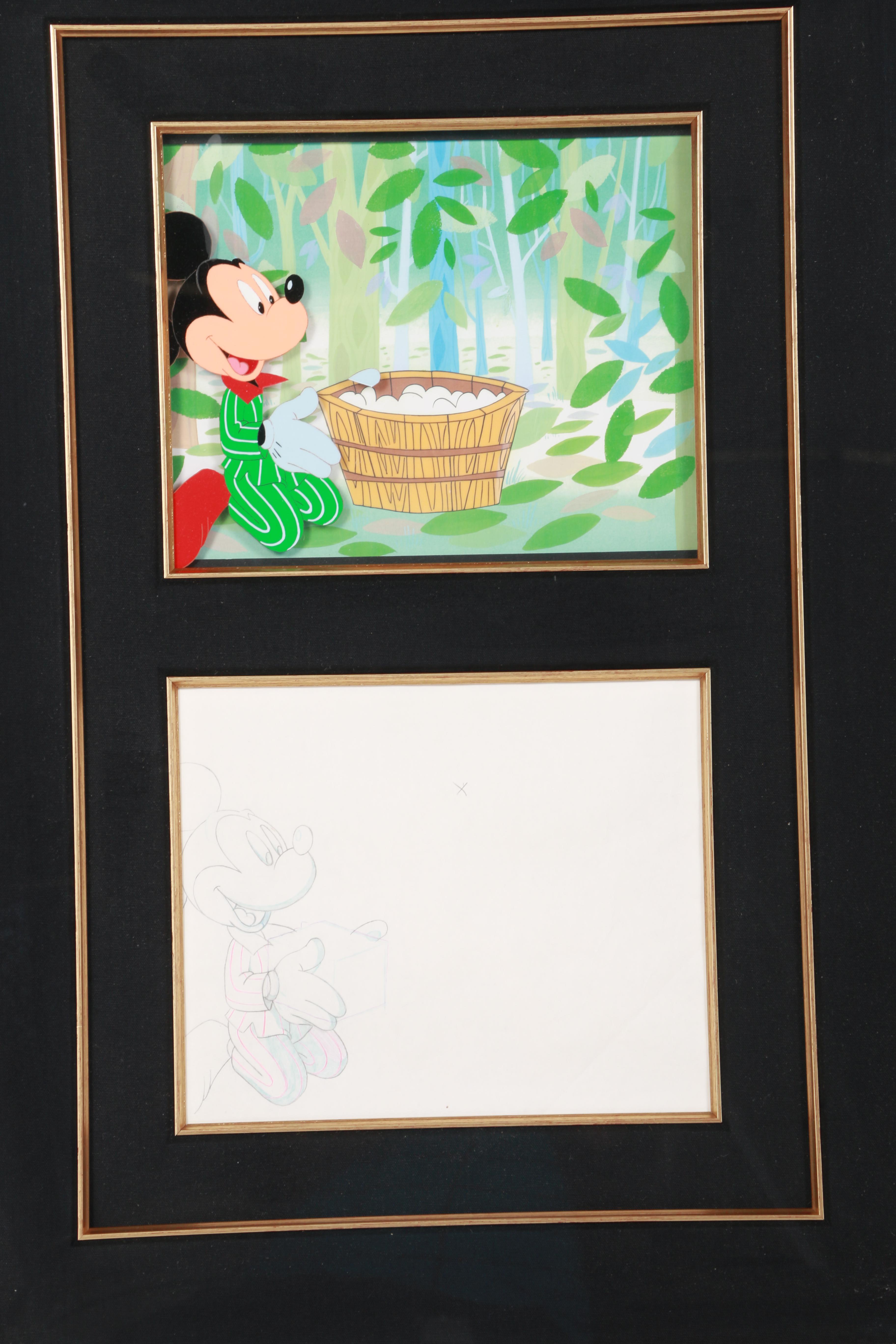 Disney Sericel with Graphite Sketch of Mickey Mouse
