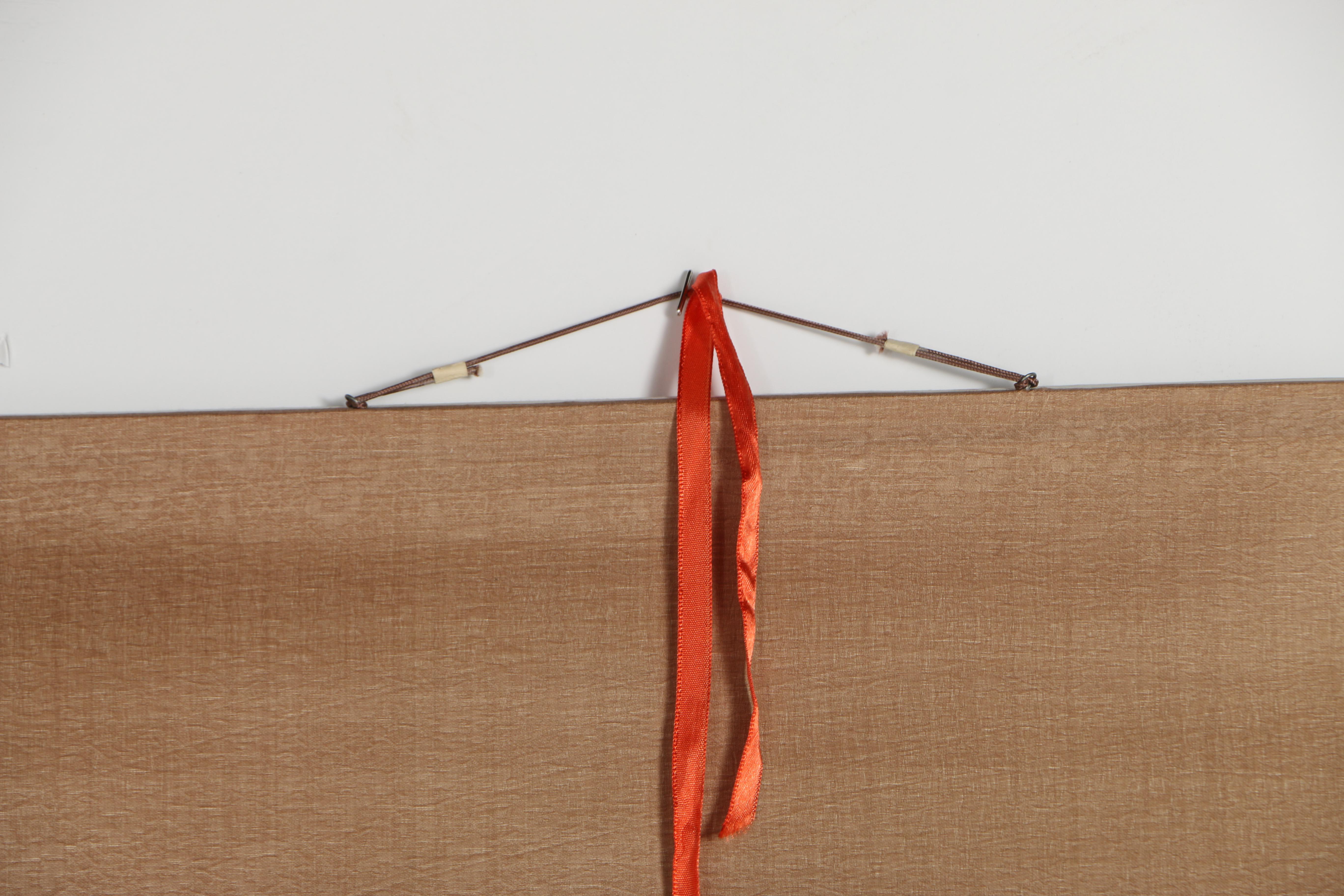 Asian Inspired Gold Leaf Calligraphy on Silk Scroll