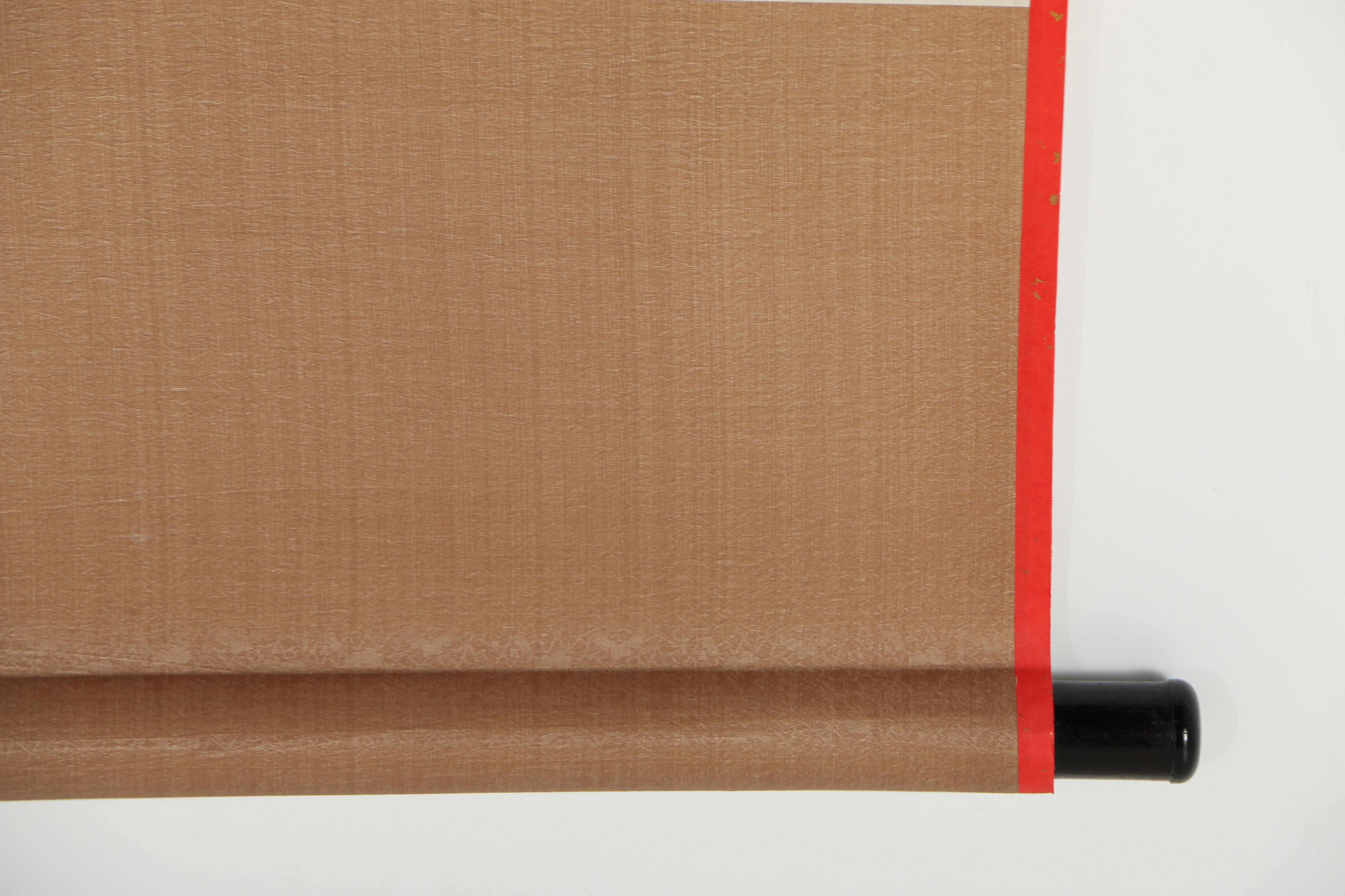 Asian Inspired Gold Leaf Calligraphy on Silk Scroll