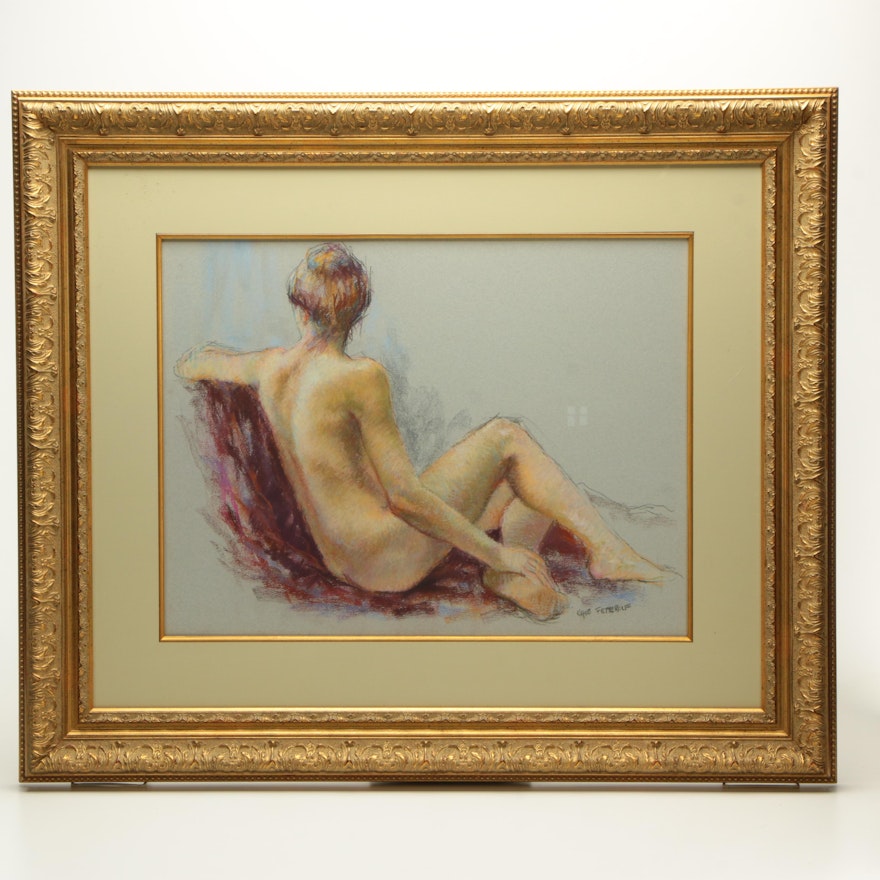 Kate Fetterolf Pastel Drawing of Female Nude